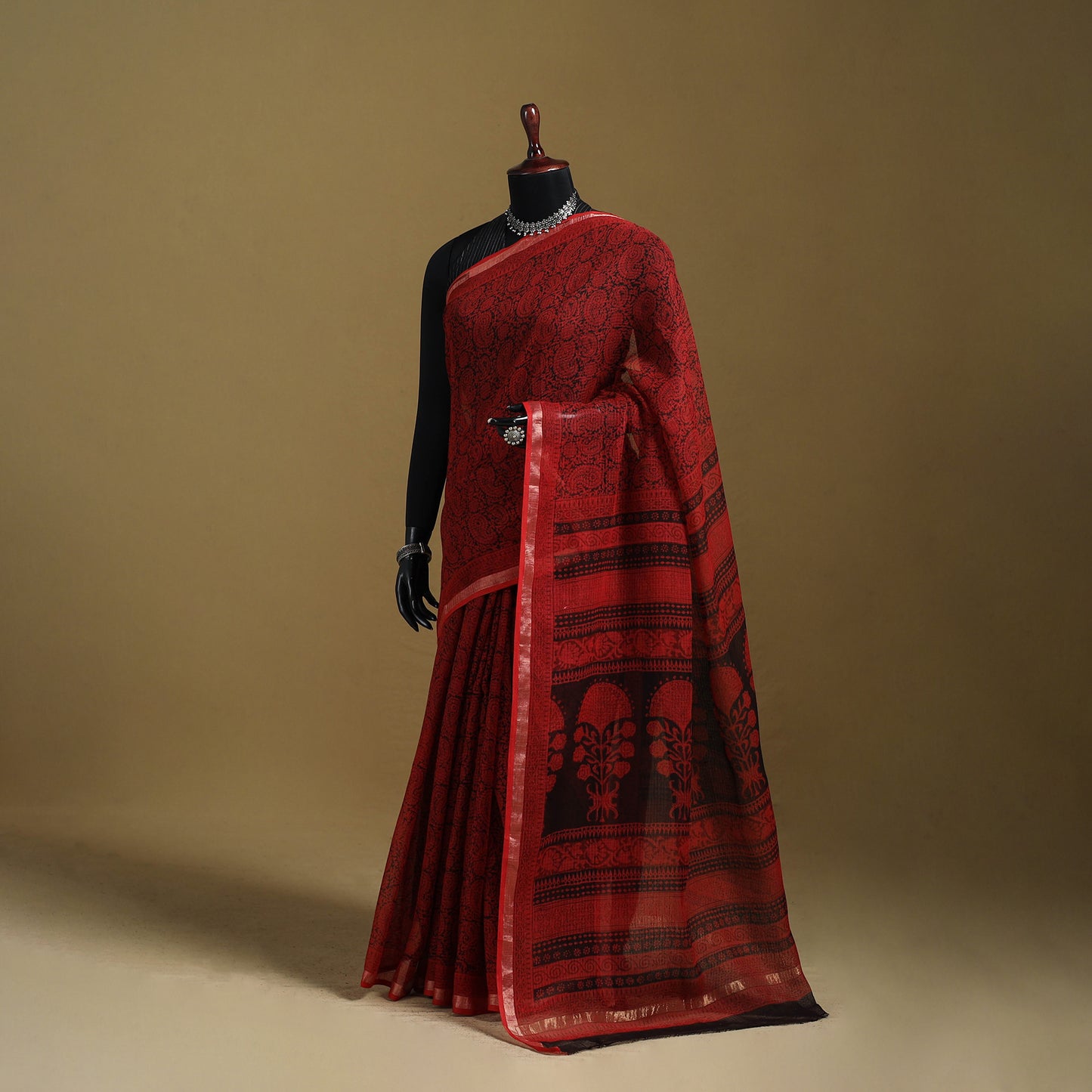 Bagh Hand Block Print Natural Dyed Kota Doria Cotton Saree 40