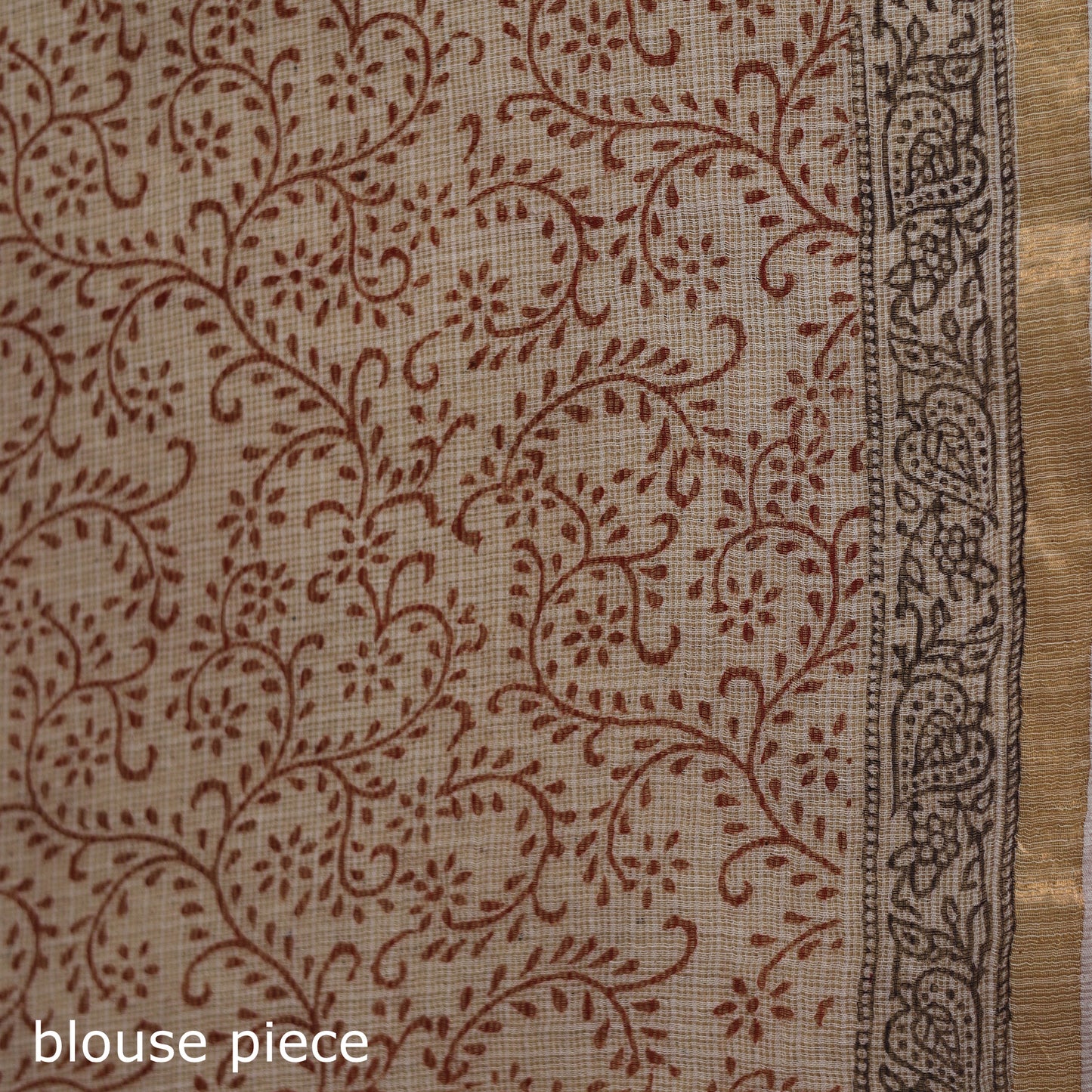 Bagh Hand Block Print Natural Dyed Kota Doria Cotton Saree 41