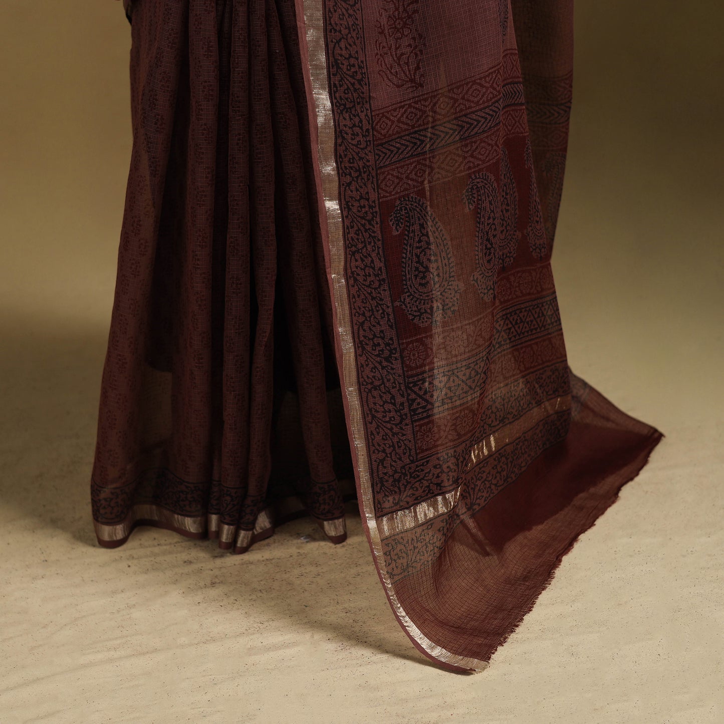 Bagh Hand Block Print Natural Dyed Kota Doria Cotton Saree 42