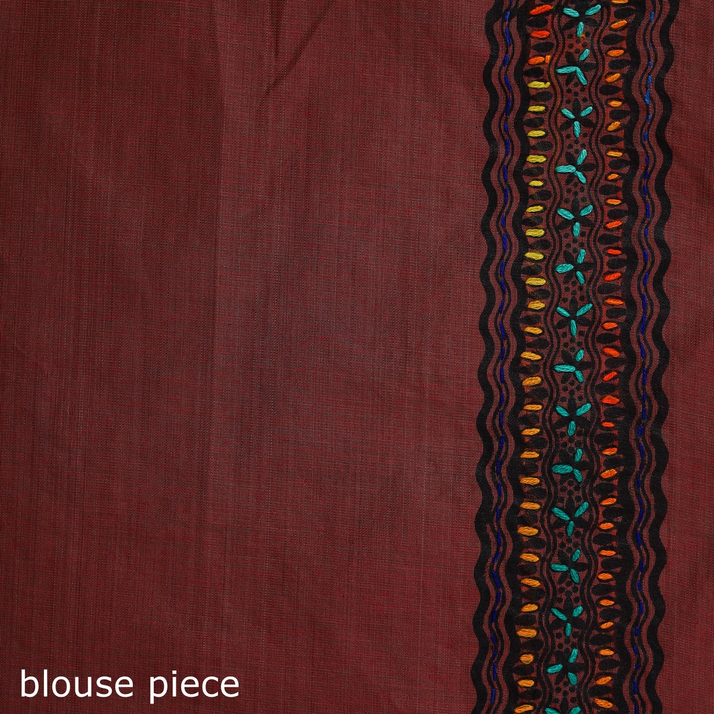 Maroon - Bengal Kantha Hand Embroidery Silk Cotton Chapa Work Saree 47
