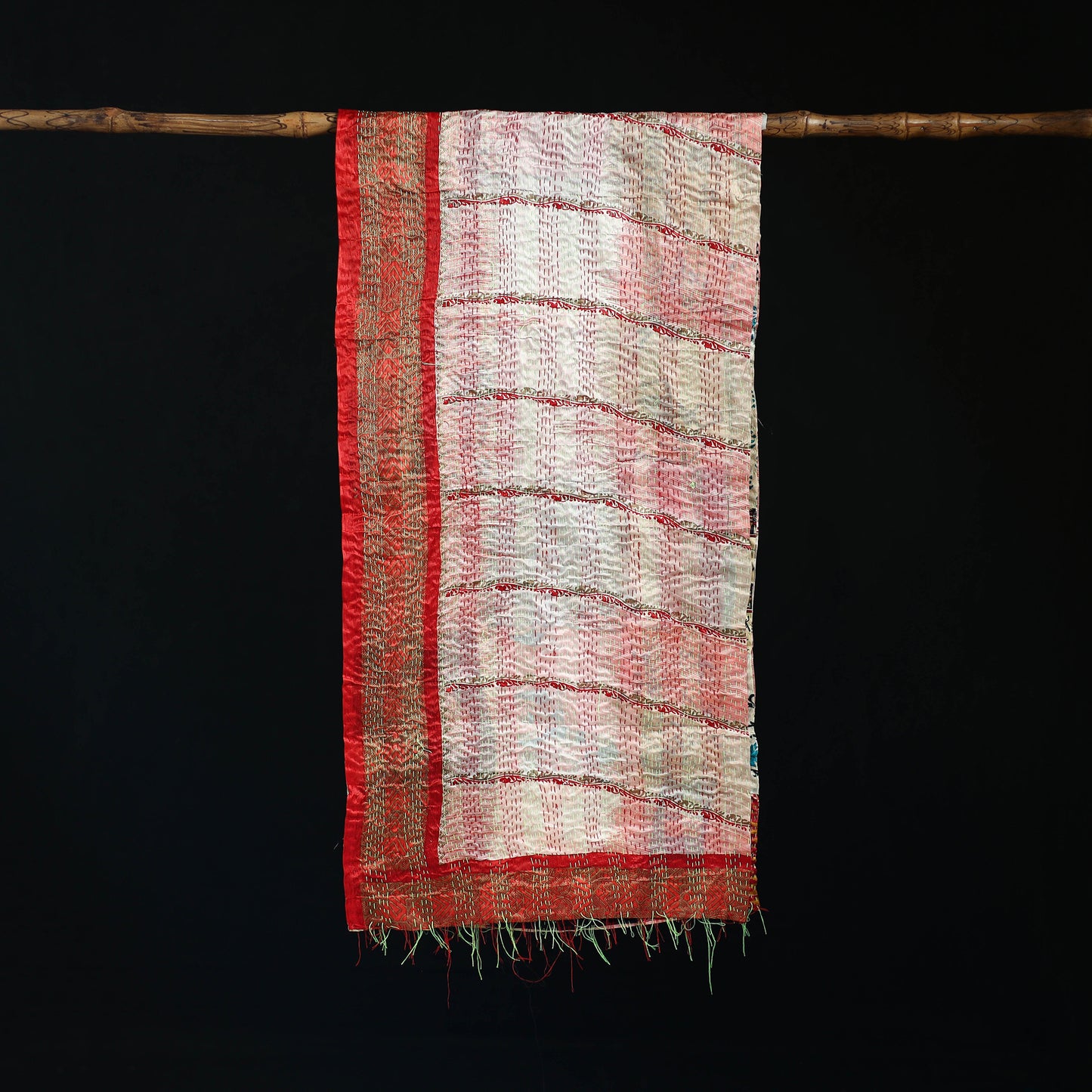 Bengal Kantha Handwork Patchwork Reversible Silk Stole 120