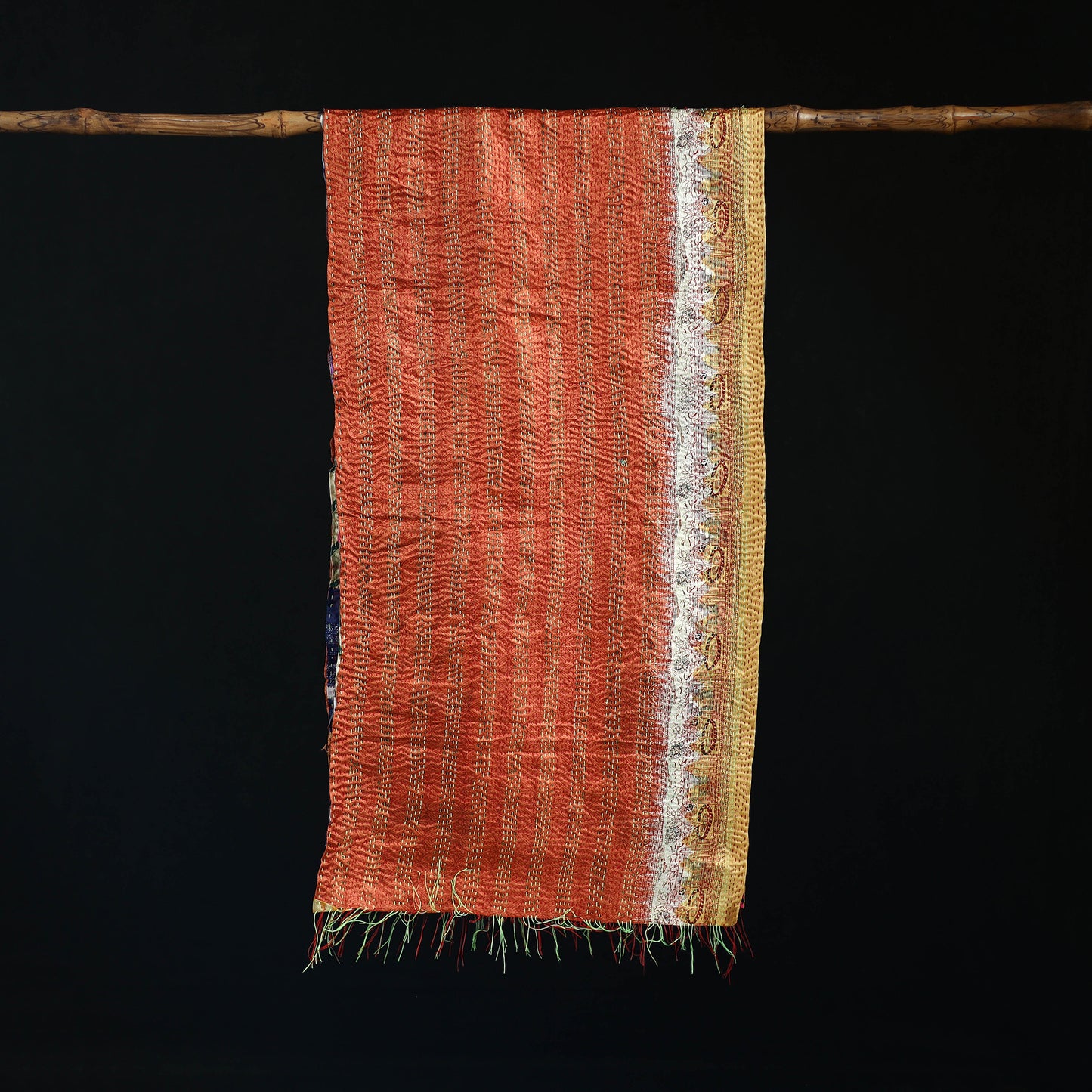 Bengal Kantha Handwork Patchwork Reversible Silk Stole 117