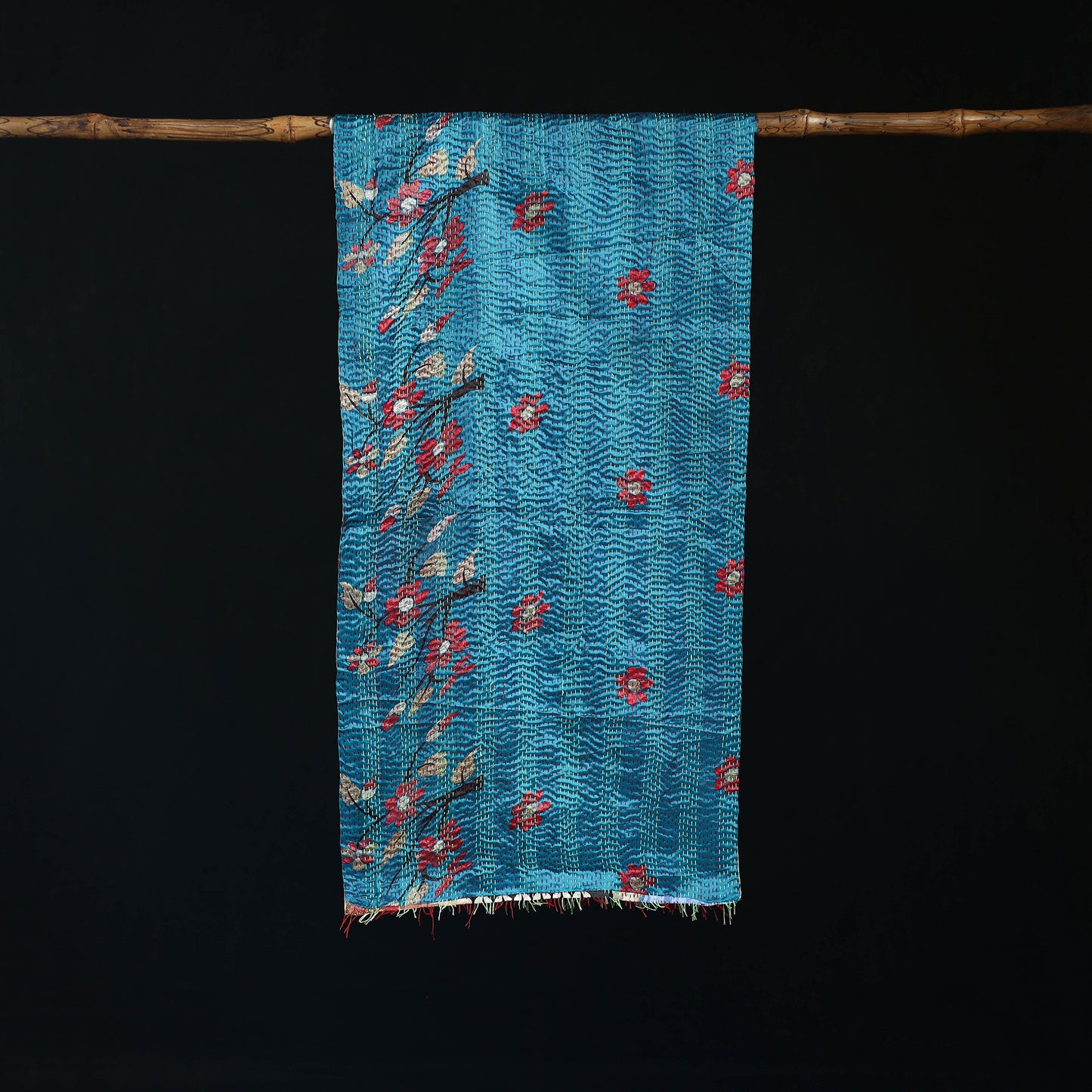Bengal Kantha Handwork Patchwork Reversible Silk Stole 107