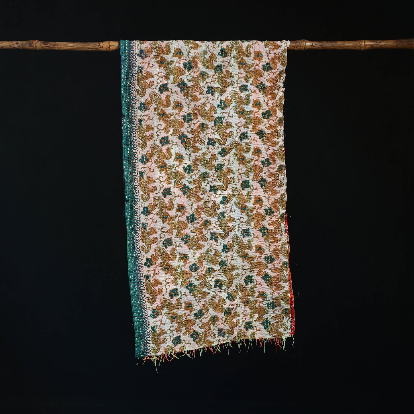 Bengal Kantha Handwork Patchwork Reversible Silk Stole 112
