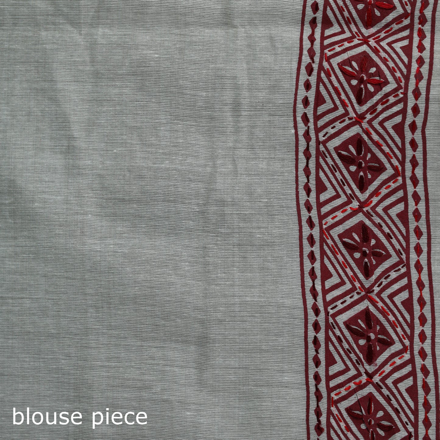White - Bengal Kantha Hand Embroidery Silk Cotton Chapa Work Saree 54