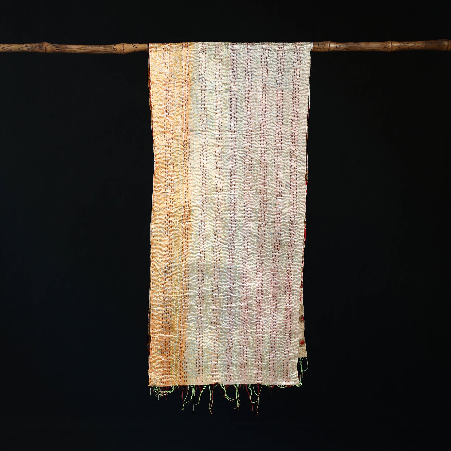 Bengal Kantha Handwork Patchwork Reversible Silk Stole 104