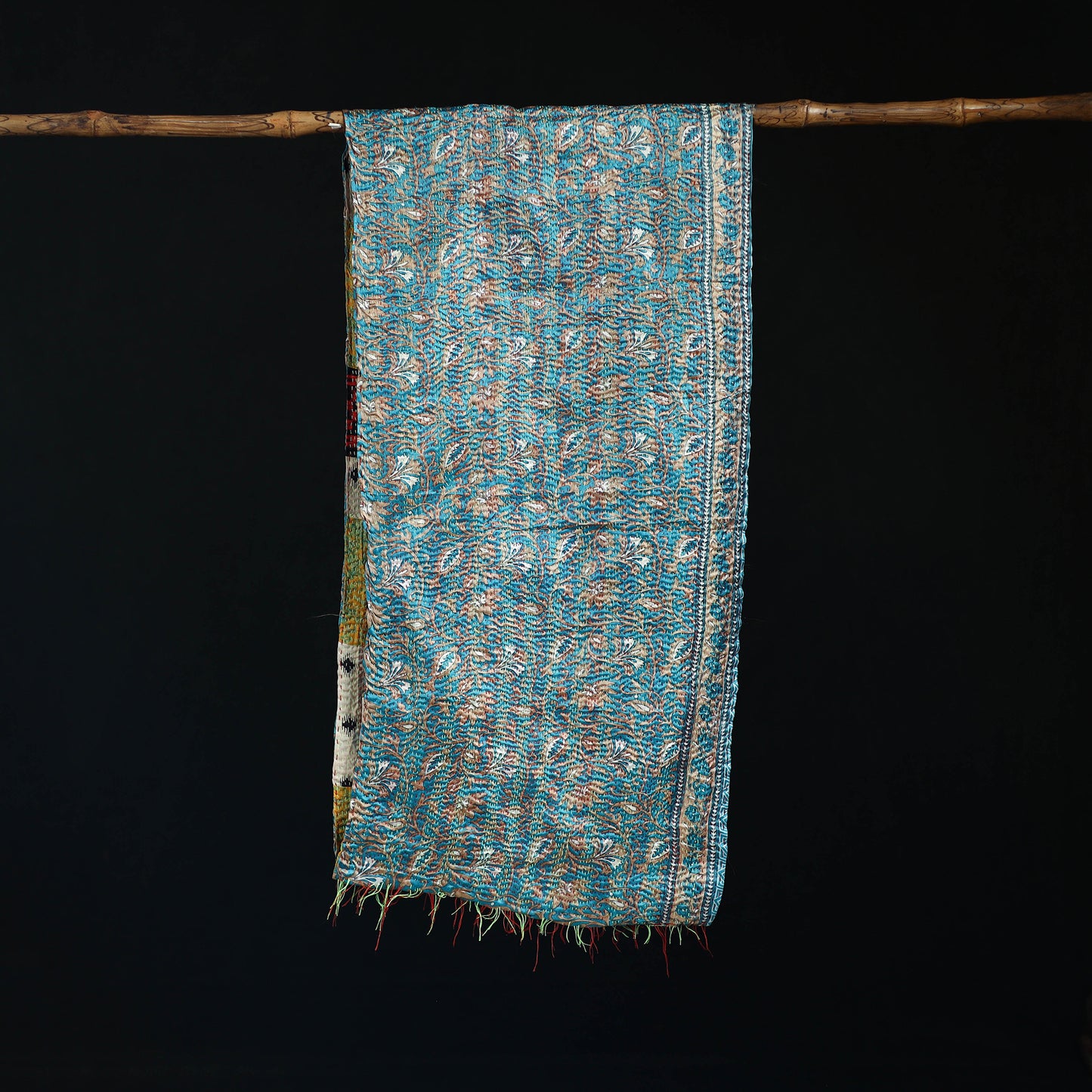 Bengal Kantha Handwork Patchwork Reversible Silk Stole 102