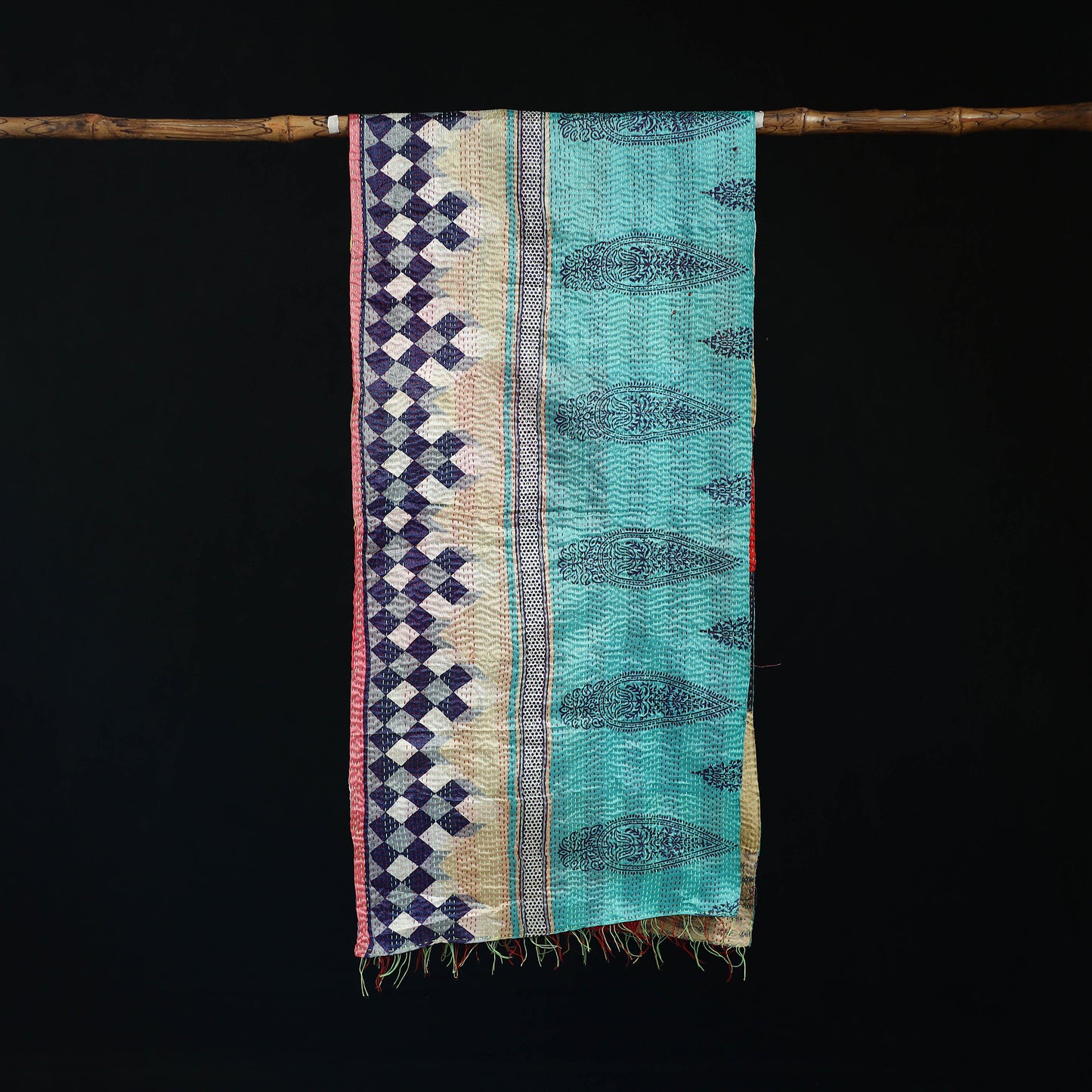 Bengal Kantha Handwork Patchwork Reversible Silk Stole 99