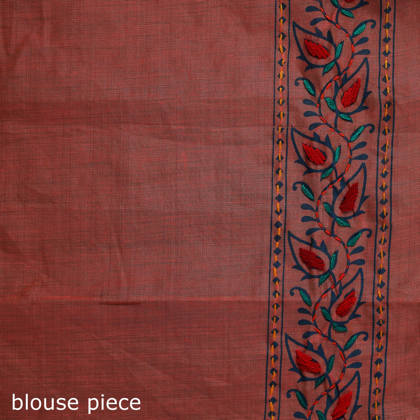 Peach - Bengal Kantha Hand Embroidery Silk Cotton Chapa Work Saree 56