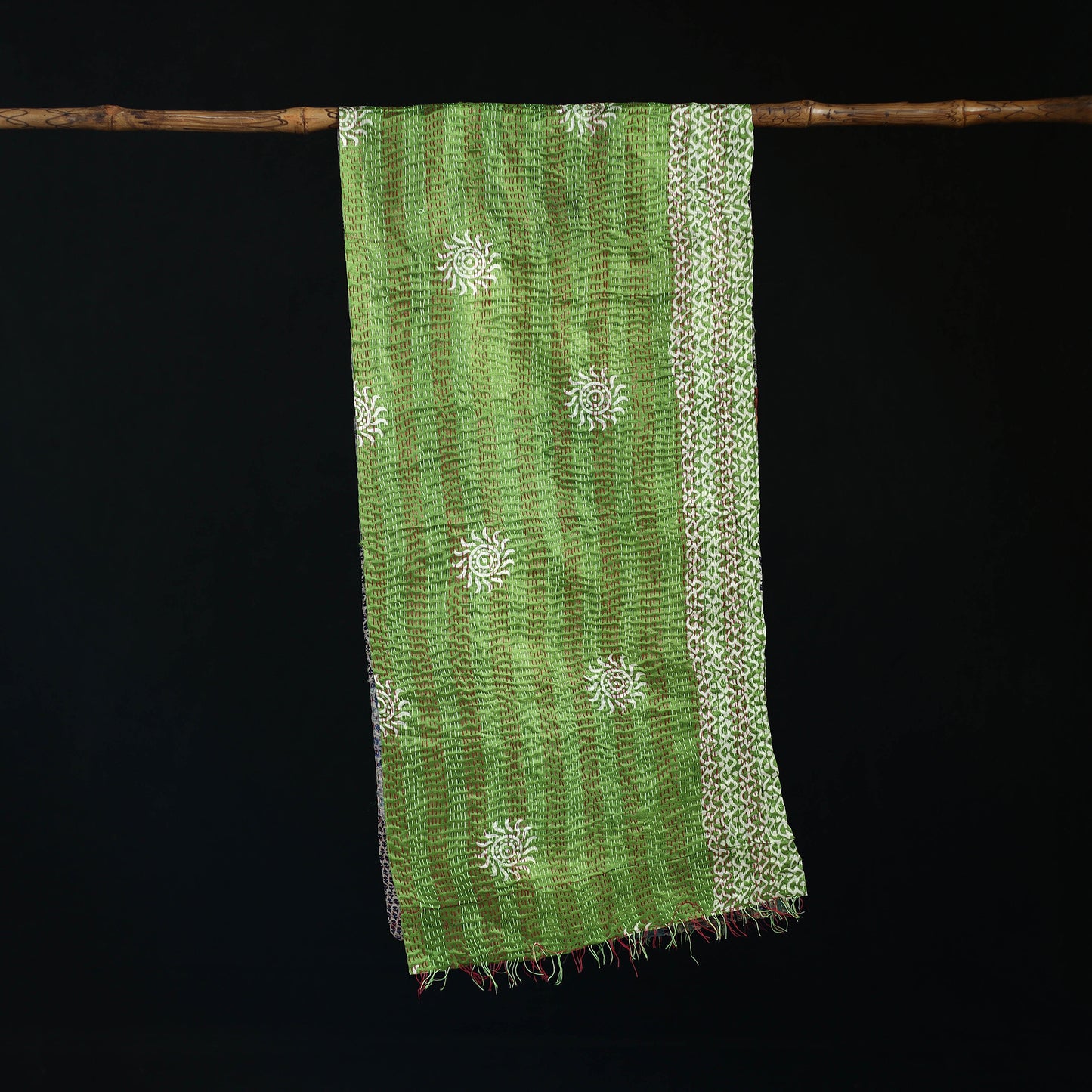 Bengal Kantha Handwork Patchwork Reversible Silk Stole 95