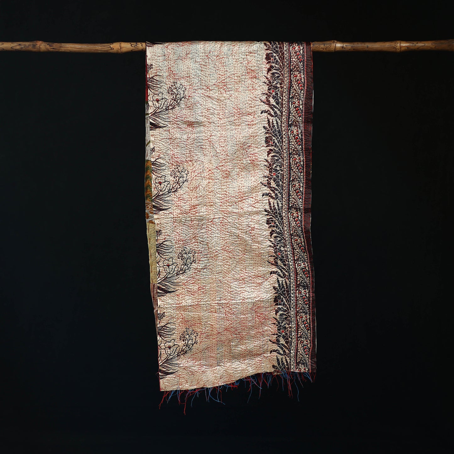 Bengal Kantha Handwork Patchwork Reversible Silk Stole 93