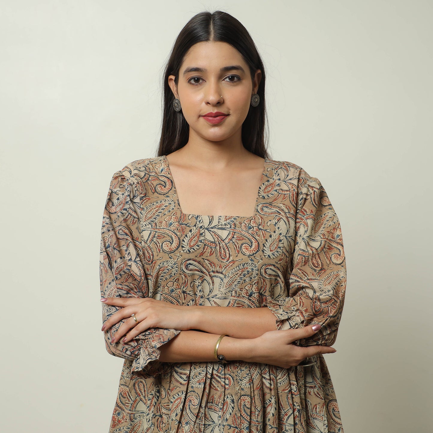 Kalamkari Block Printed Cotton Tiered Dress 09