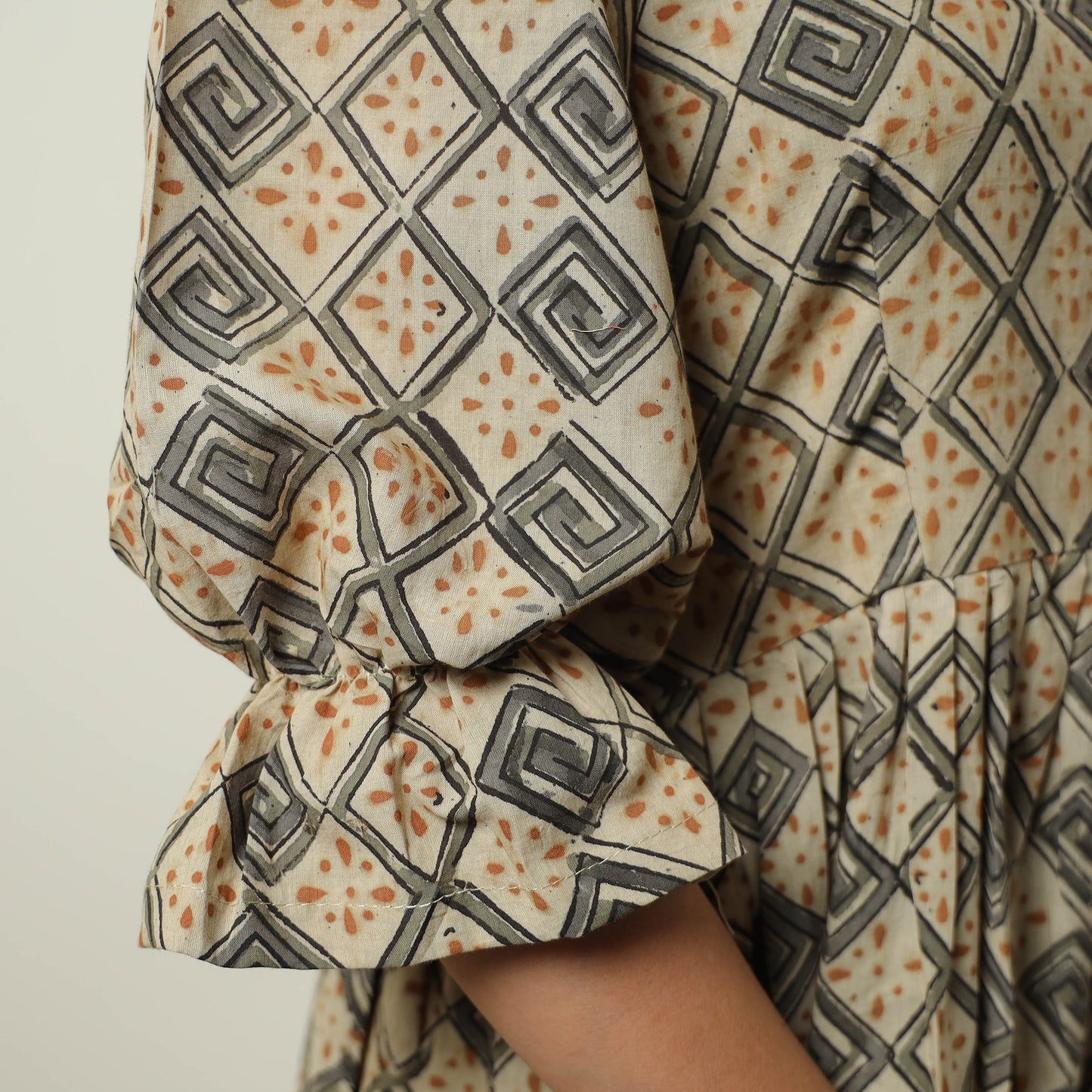 Buy Kalamkari Block Printed Cotton Tiered Dress 08 Online at iTokri.com