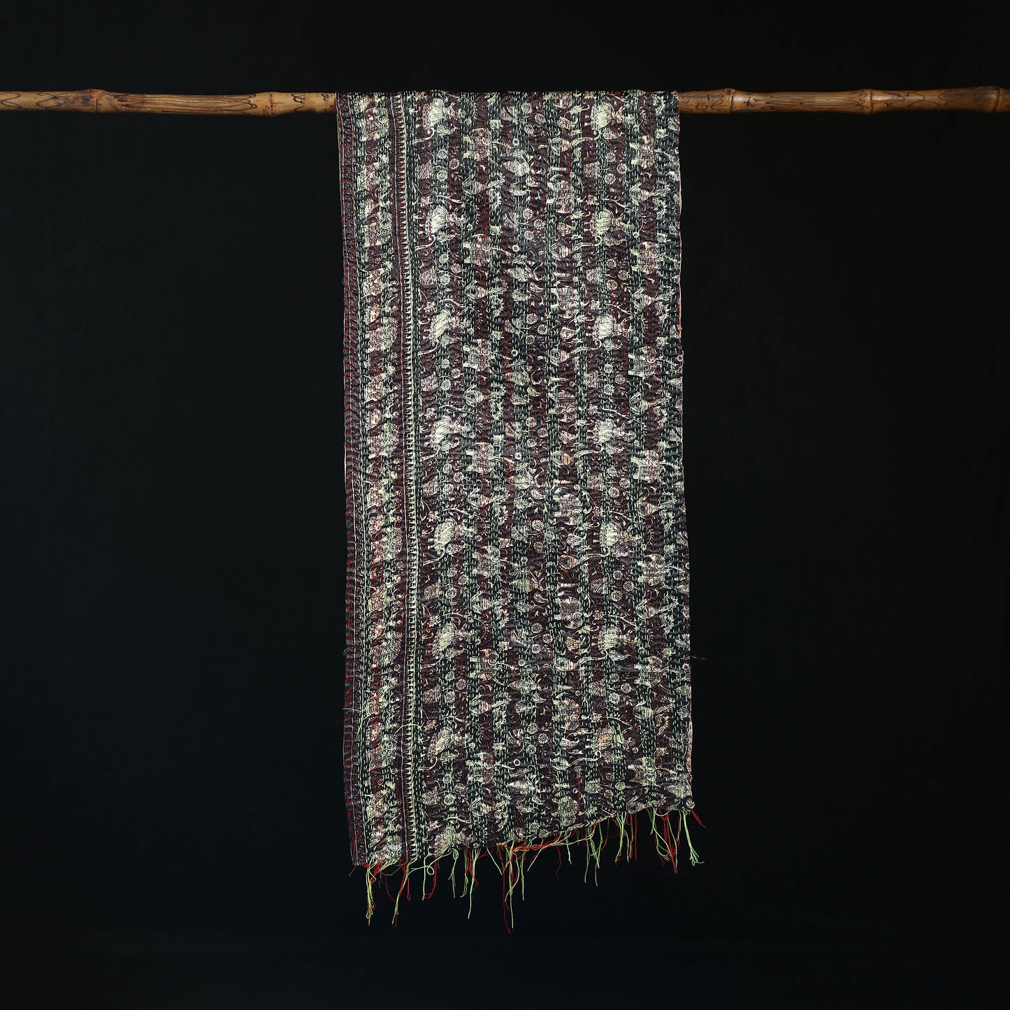 Bengal Kantha Handwork Patchwork Reversible Silk Stole 79