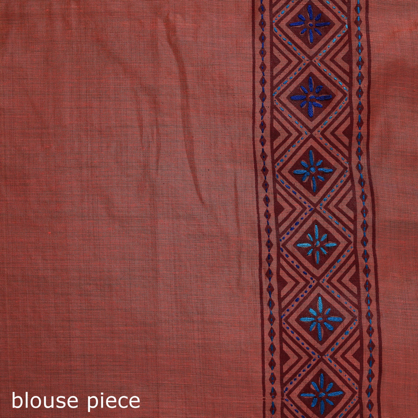 Peach - Bengal Kantha Hand Embroidery Silk Cotton Chapa Work Saree 60