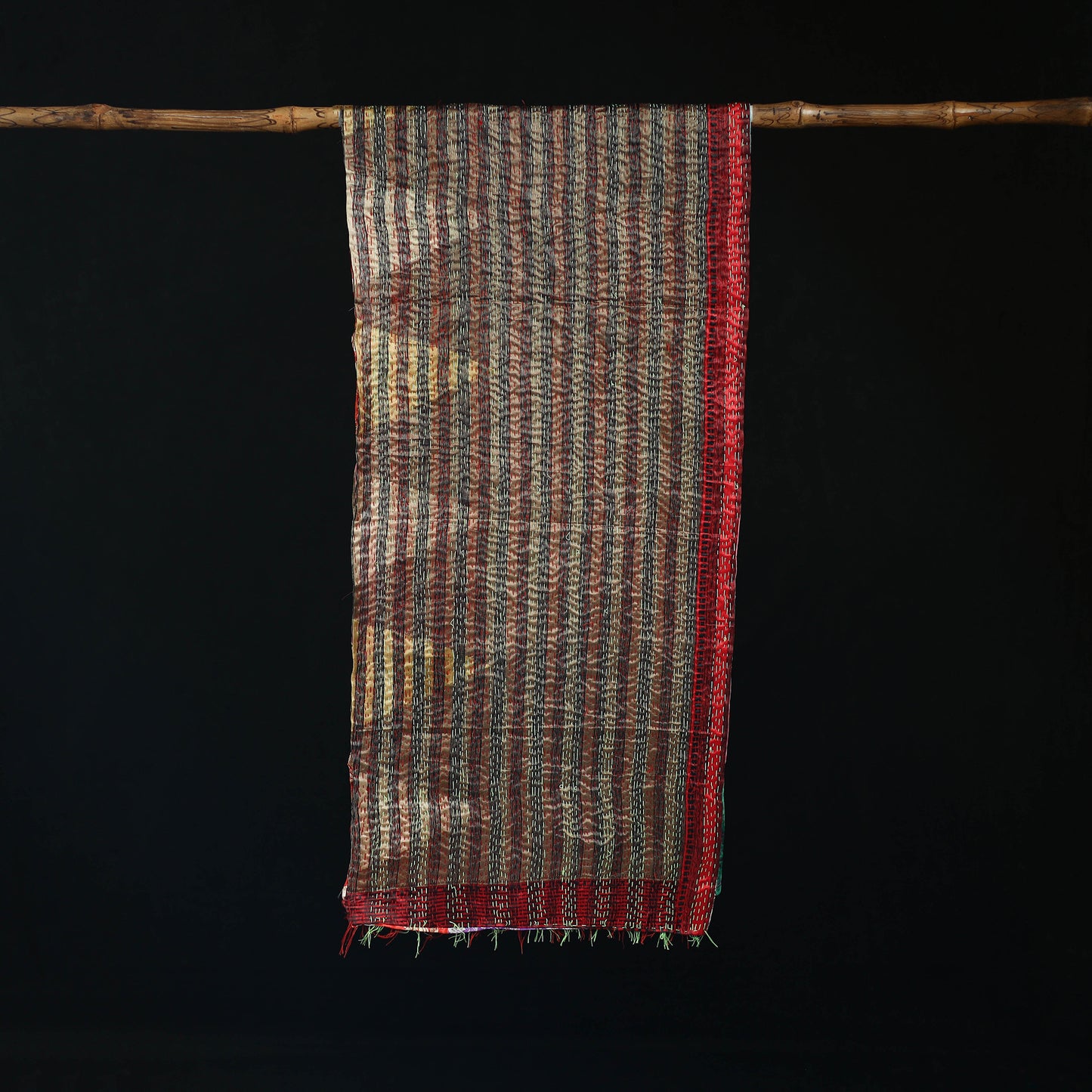 Bengal Kantha Handwork Patchwork Reversible Silk Stole 70