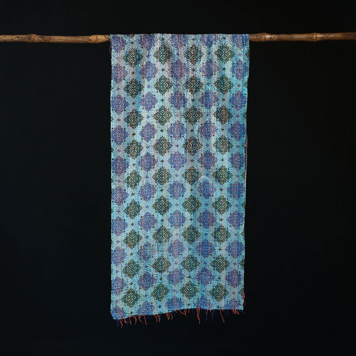 Bengal Kantha Handwork Patchwork Reversible Silk Stole 66