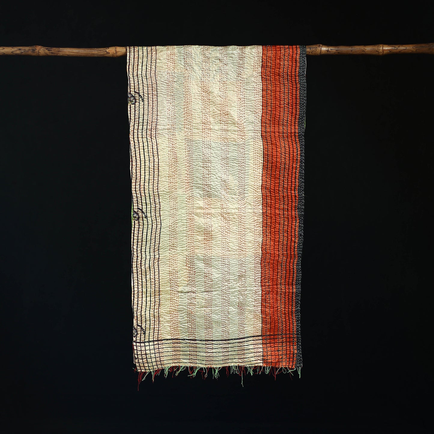 Bengal Kantha Handwork Patchwork Reversible Silk Stole 65