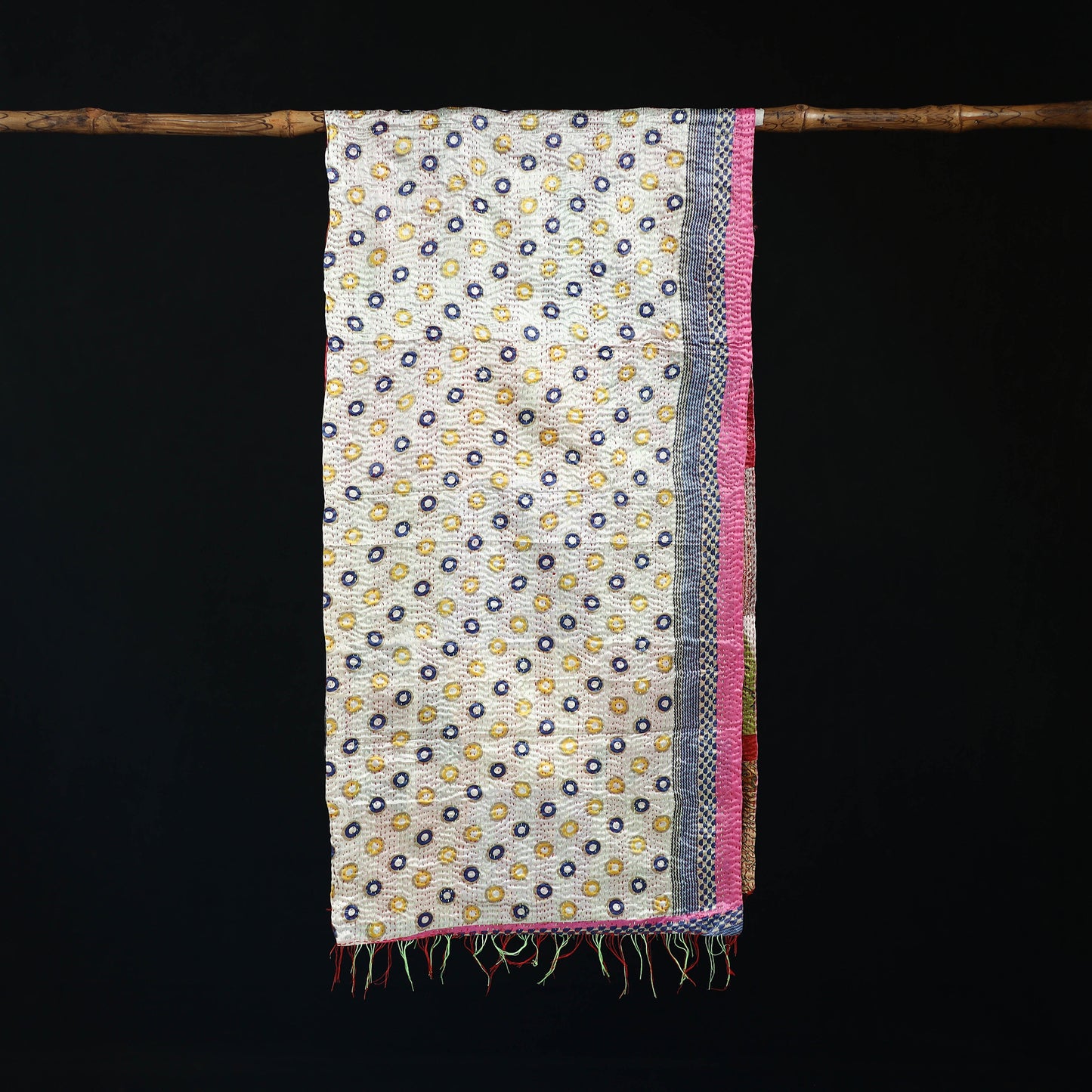 Bengal Kantha Handwork Patchwork Reversible Silk Stole 61