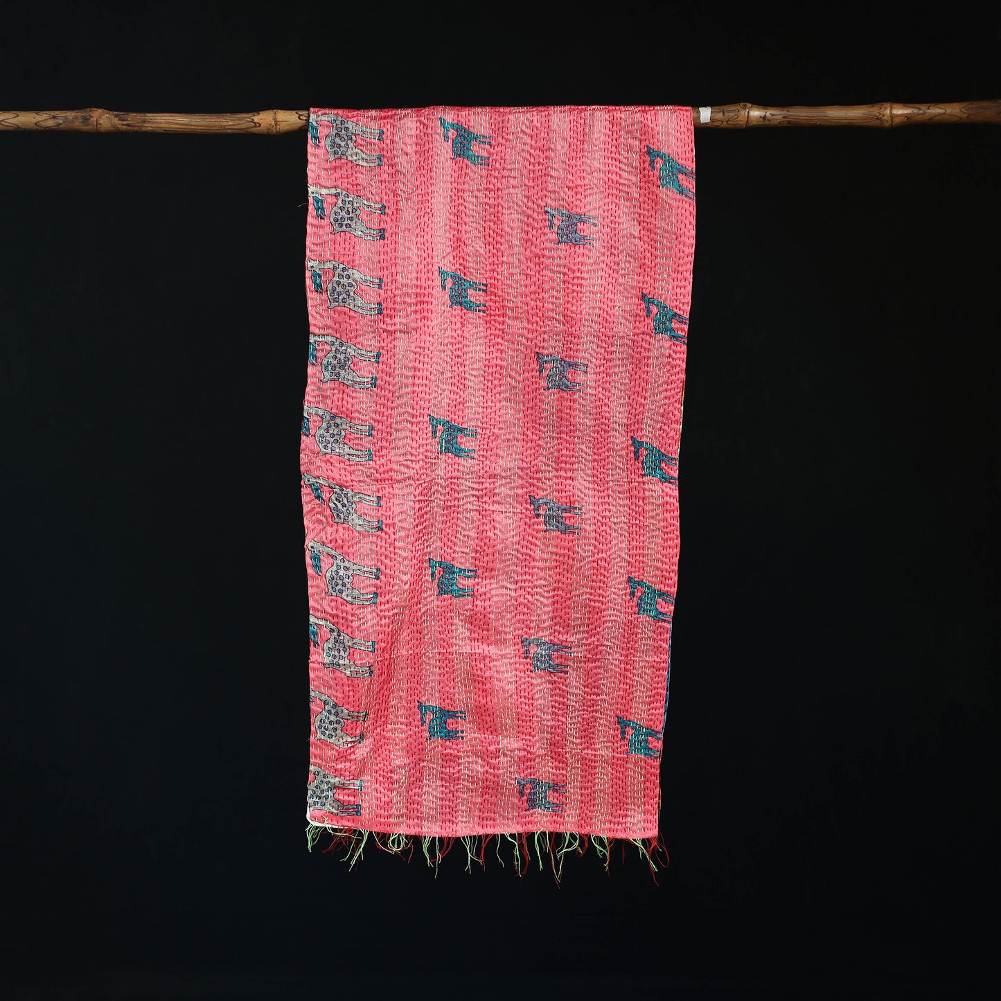 Bengal Kantha Handwork Patchwork Reversible Silk Stole 59