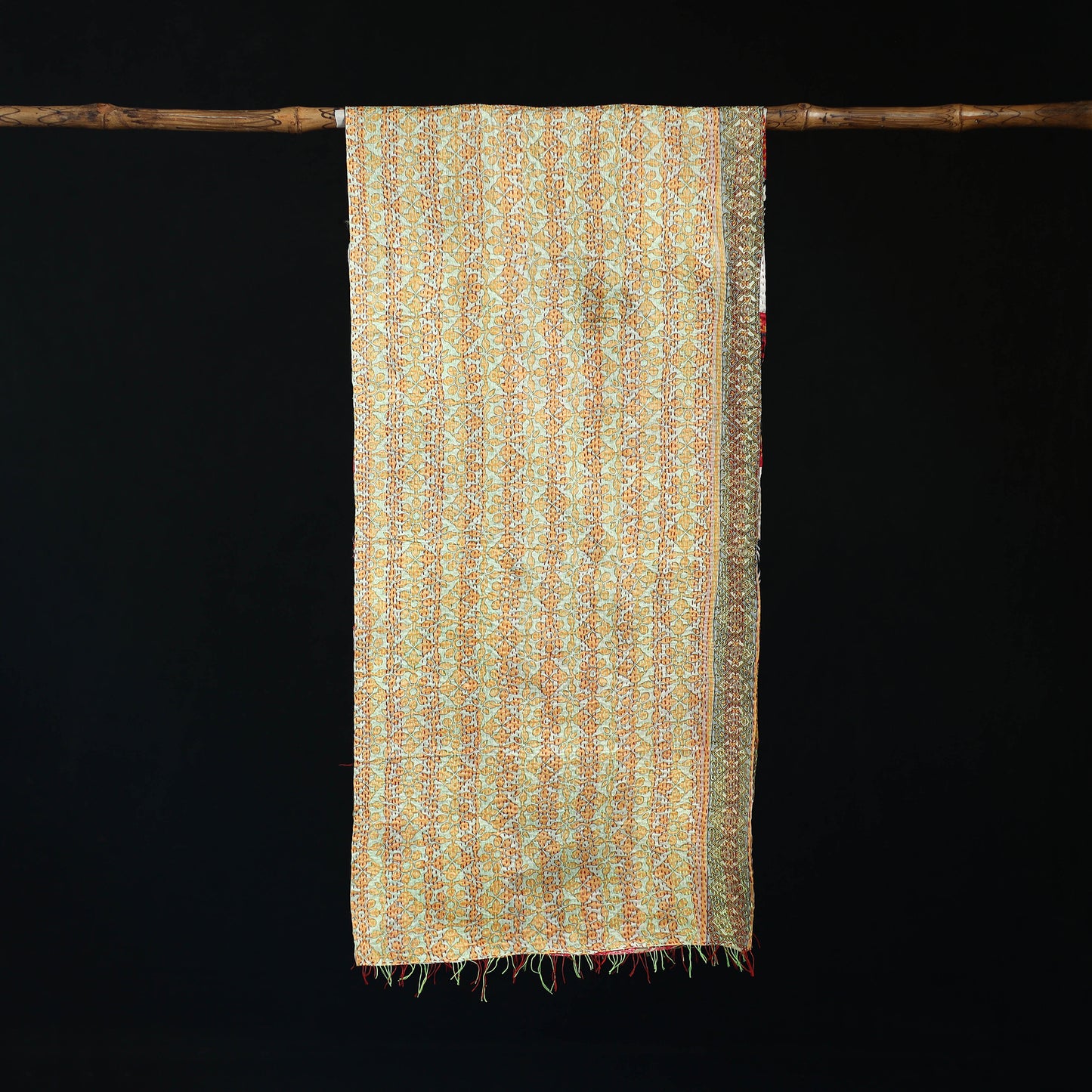 Bengal Kantha Handwork Patchwork Reversible Silk Stole 57