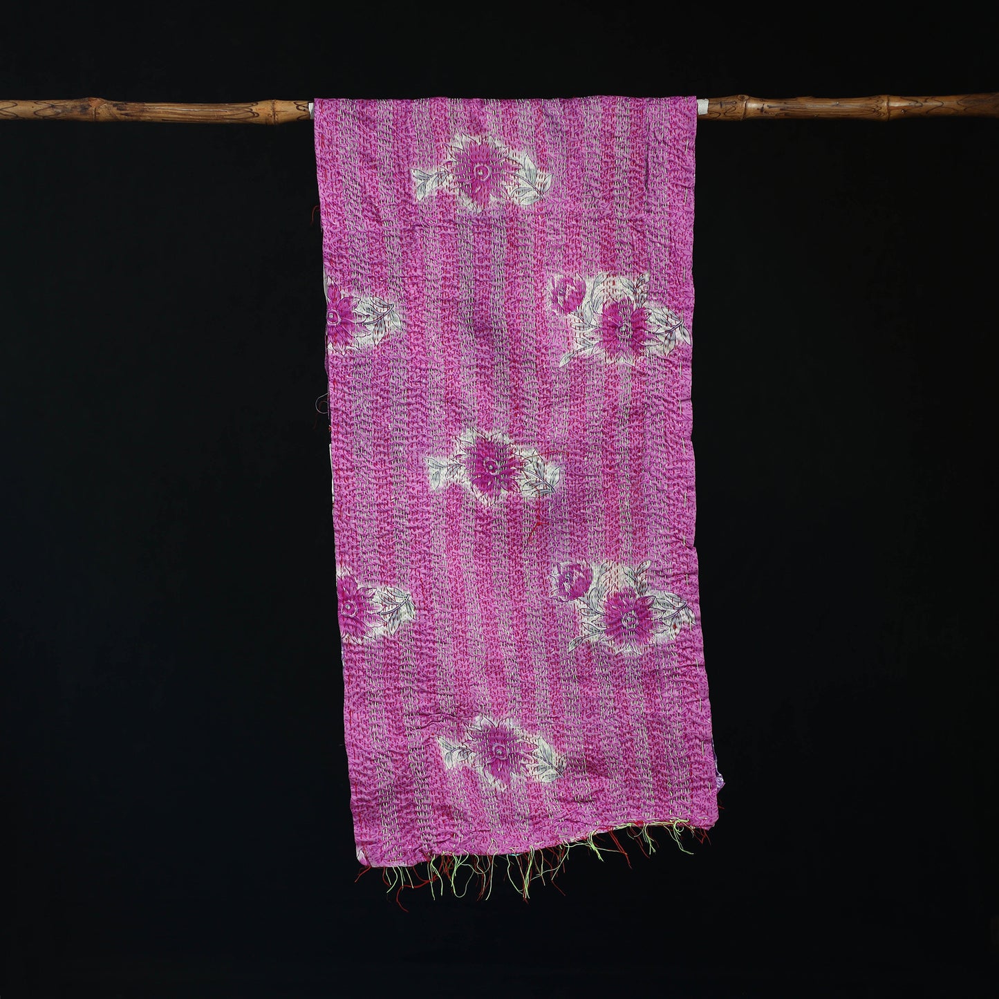 Bengal Kantha Handwork Patchwork Reversible Silk Stole 50