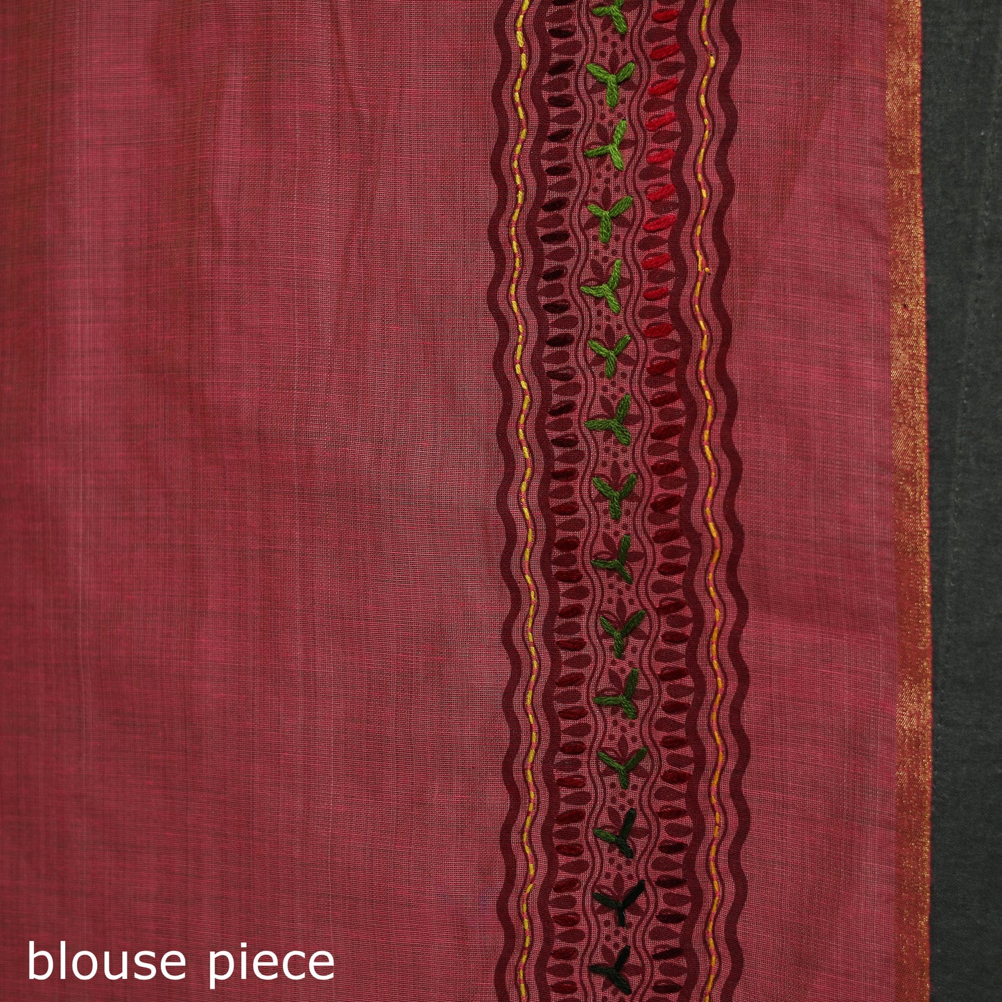 Pink - Bengal Kantha Hand Embroidery Silk Cotton Chapa Work Saree 65