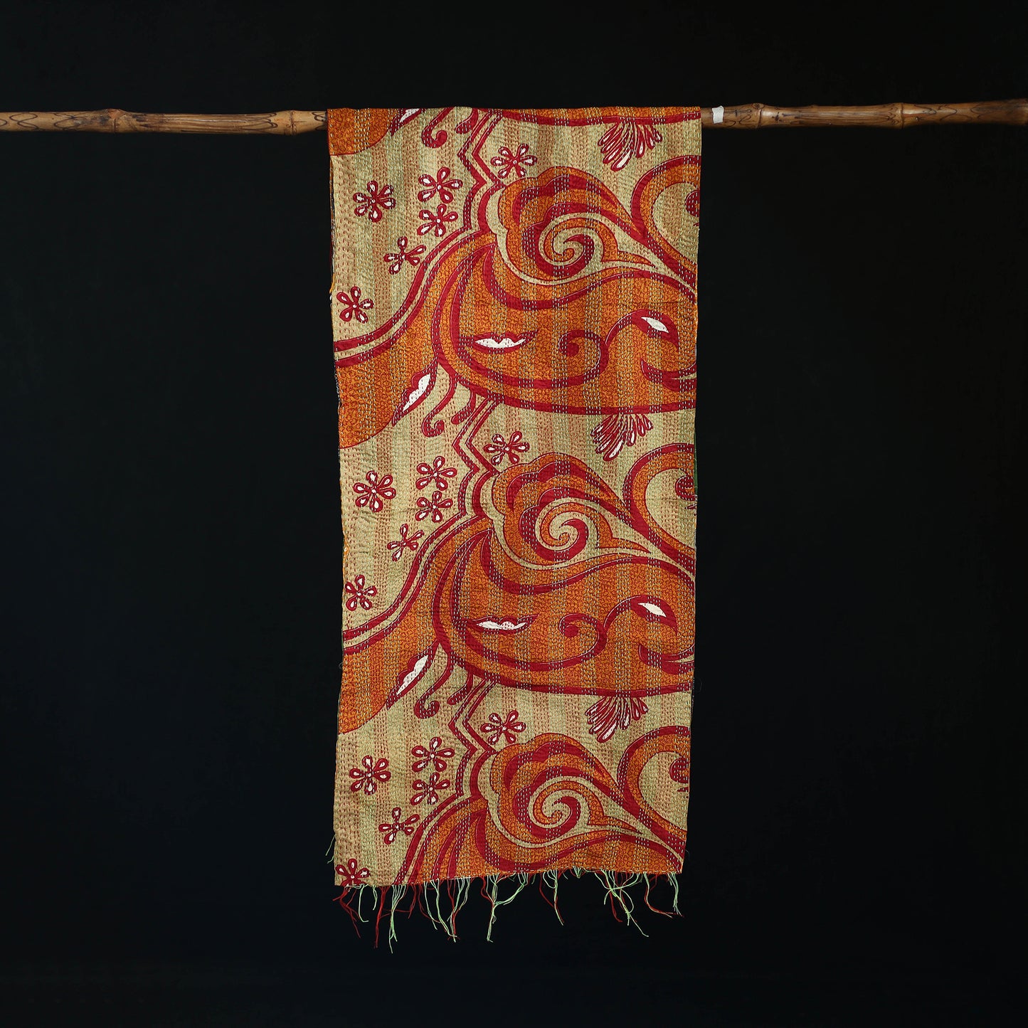 Bengal Kantha Handwork Patchwork Reversible Silk Stole 41