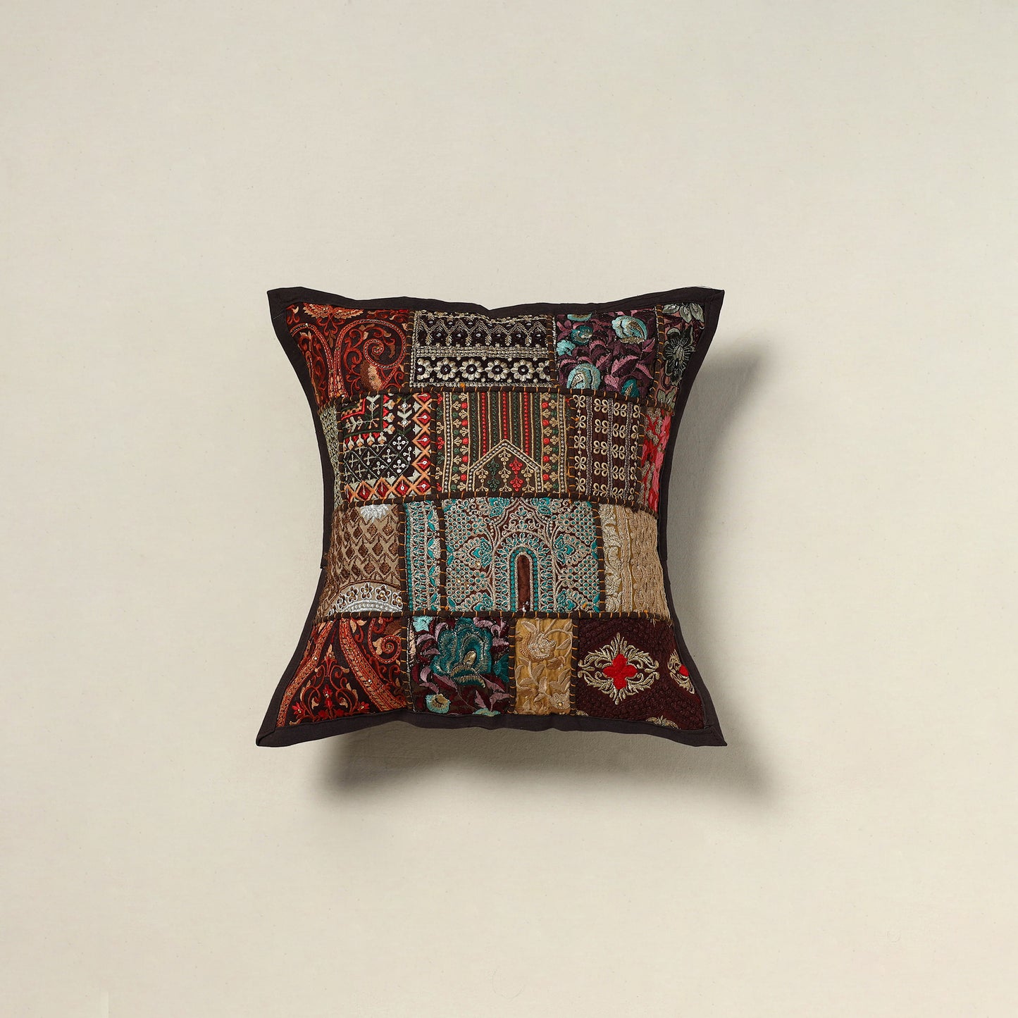 Khambadiya Patchwork Hand Embroidered Cushion Cover 04