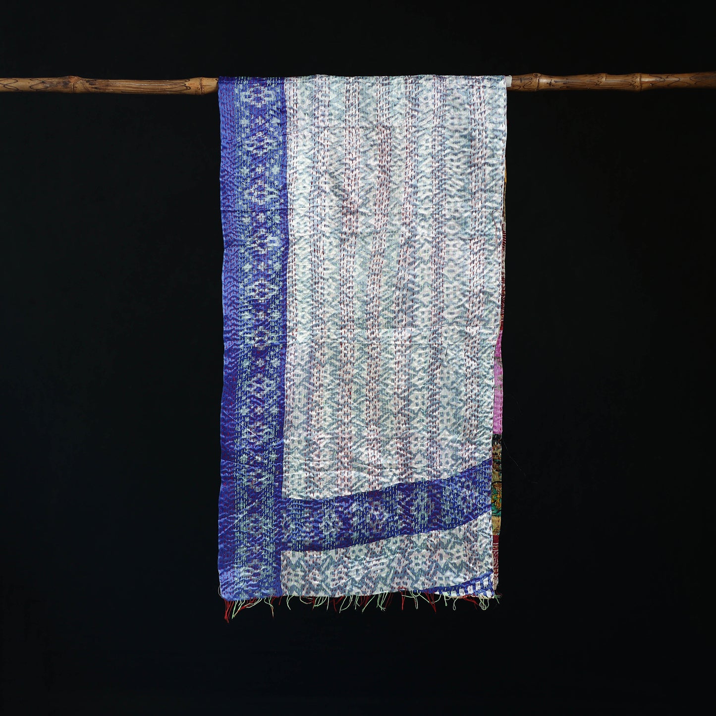 Bengal Kantha Handwork Patchwork Reversible Silk Stole 25