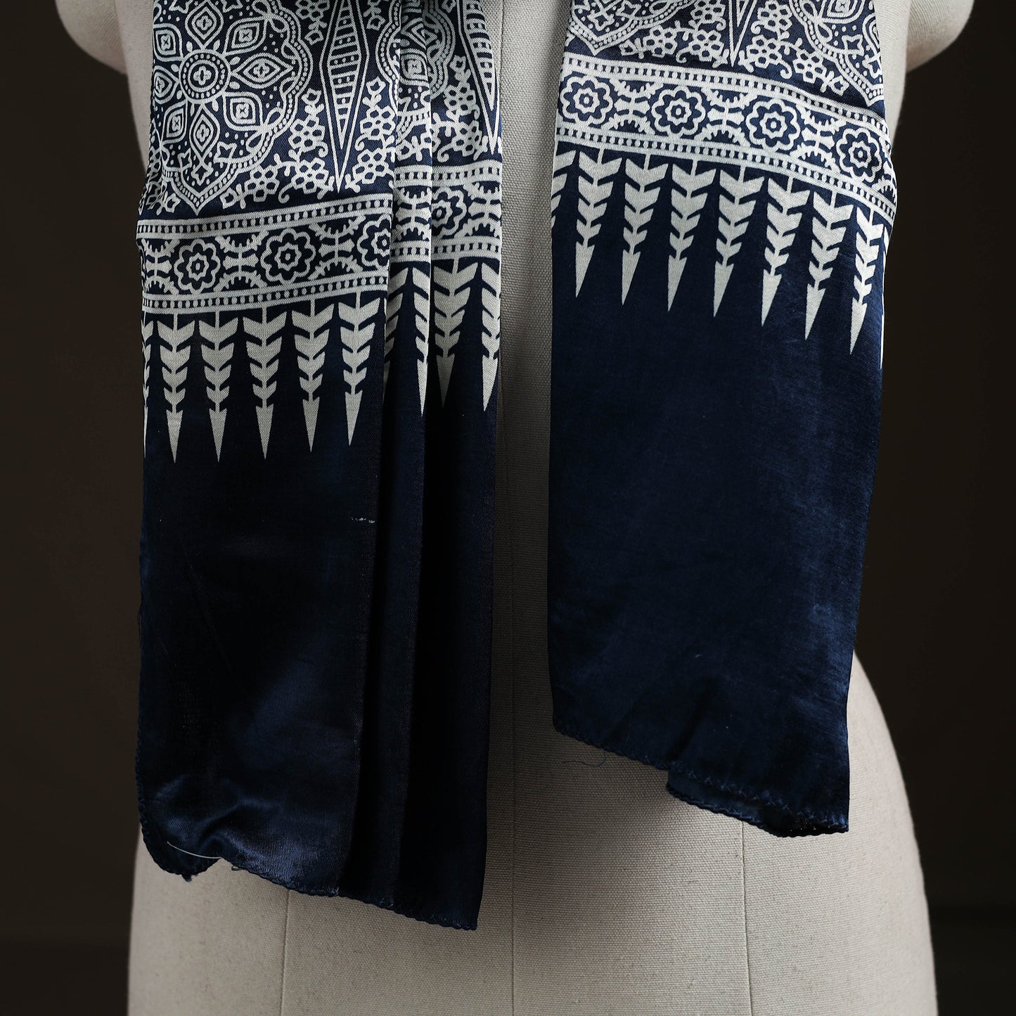 Mashru Silk Printed Ajrakh Stole 35