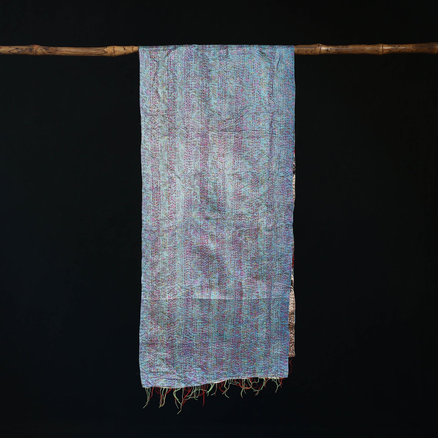 Bengal Kantha Handwork Patchwork Reversible Silk Stole 11