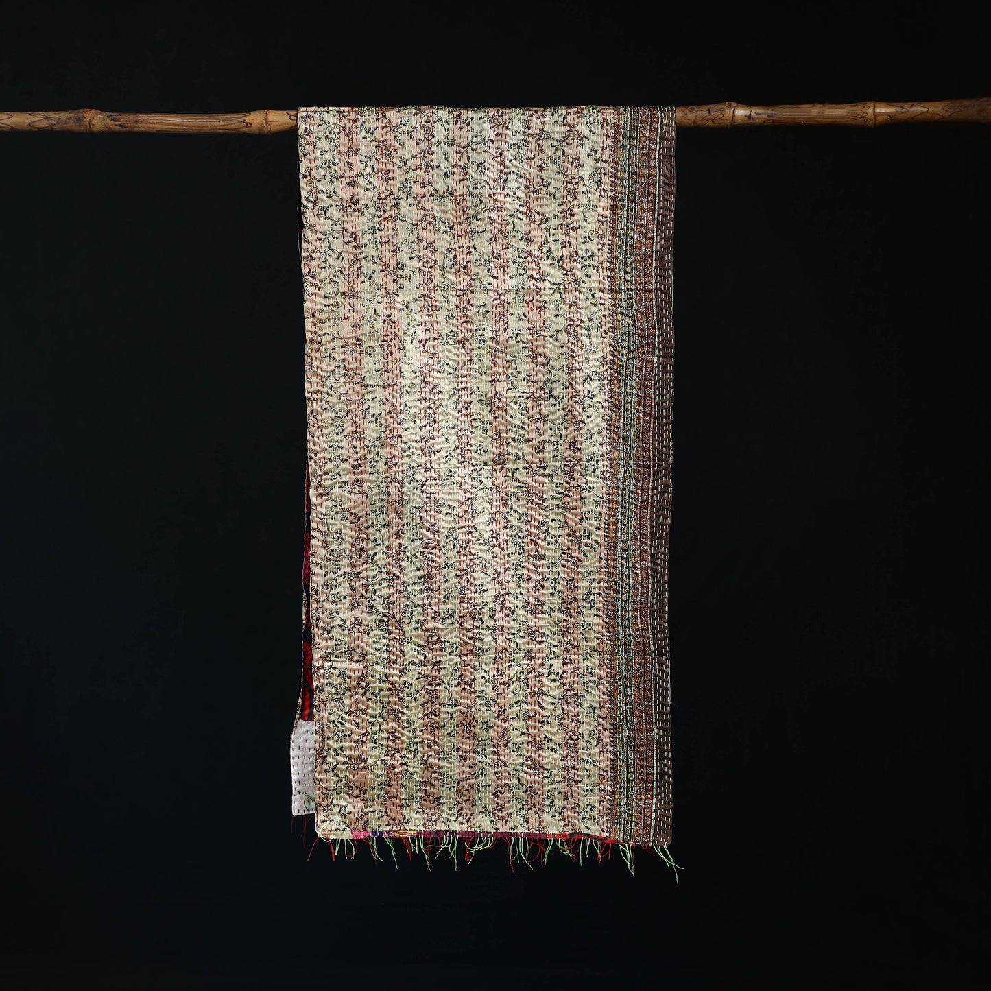 Bengal Kantha Handwork Patchwork Reversible Silk Stole 10