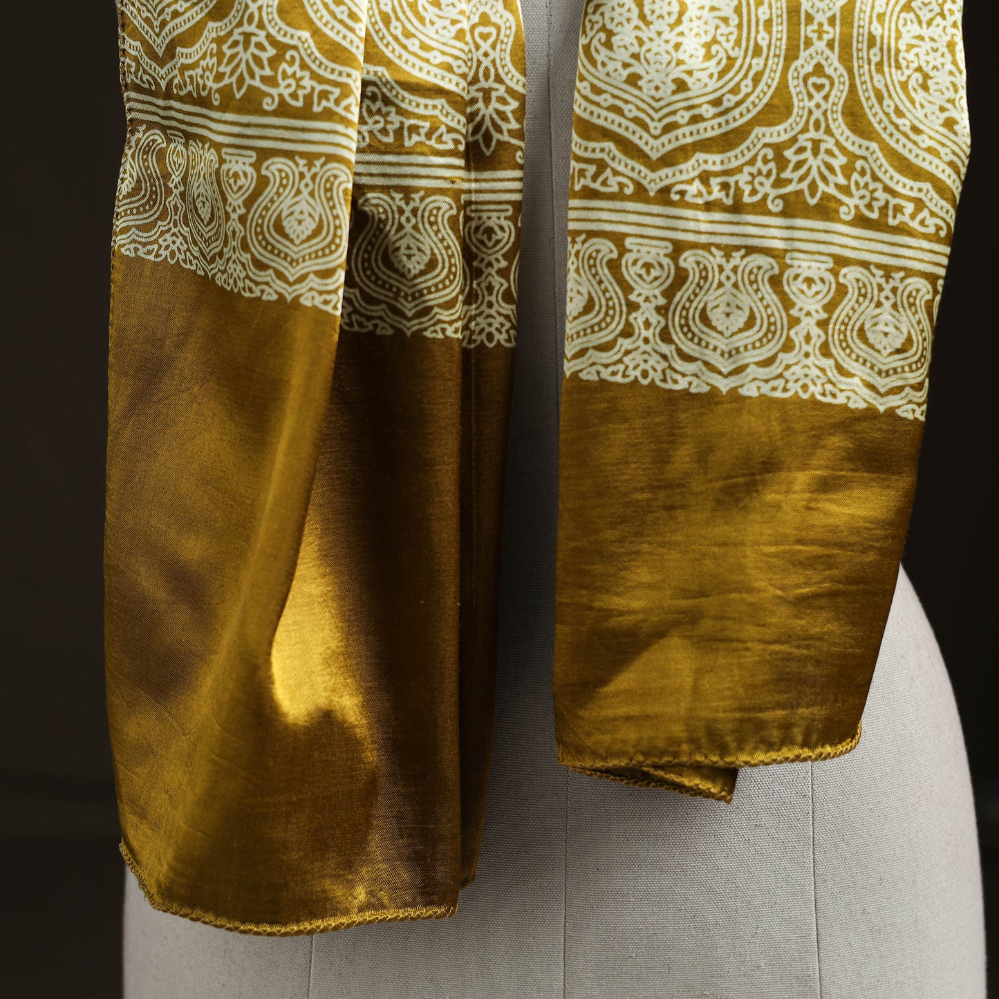 Mashru Silk Printed Ajrakh Stole 66