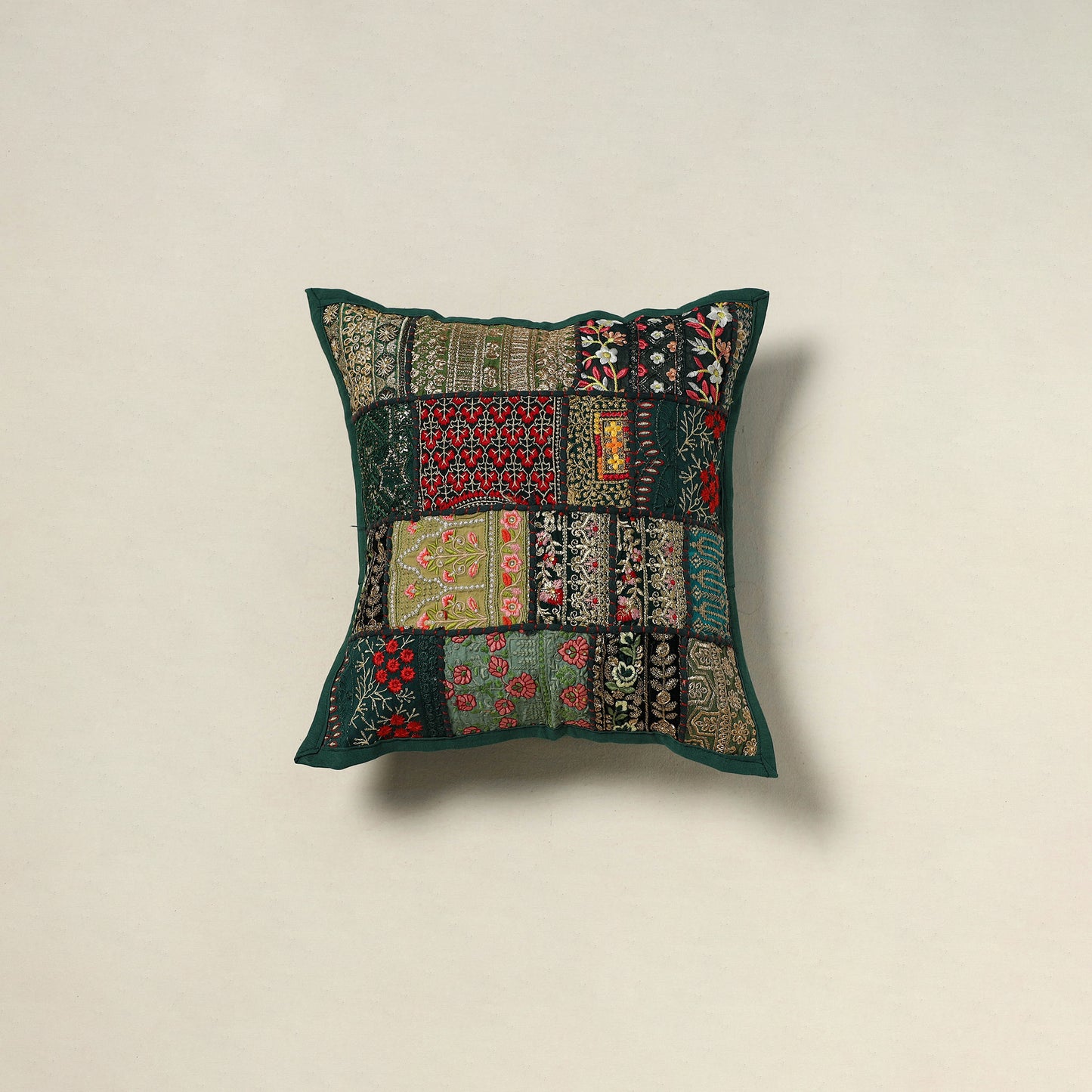 Khambadiya Patchwork Hand Embroidered Cushion Cover 09