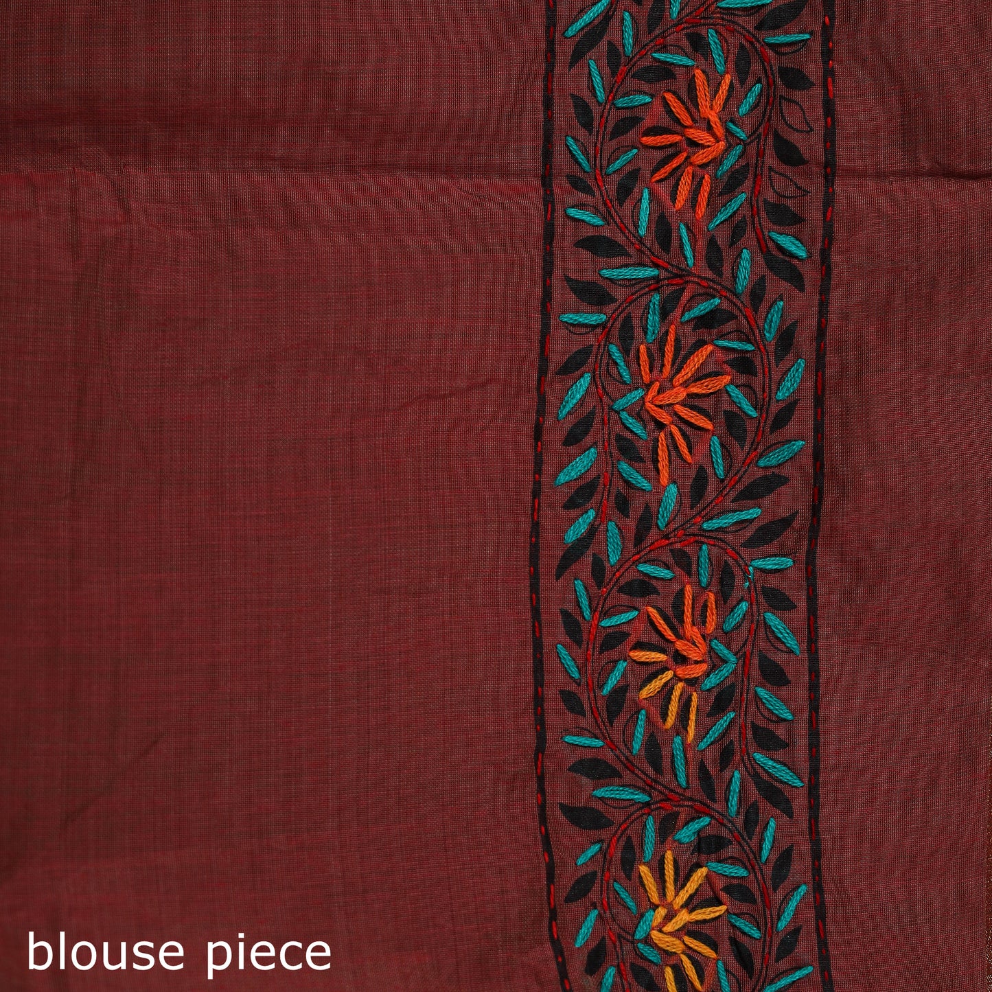 Maroon - Bengal Kantha Hand Embroidery Silk Cotton Chapa Work Saree 73