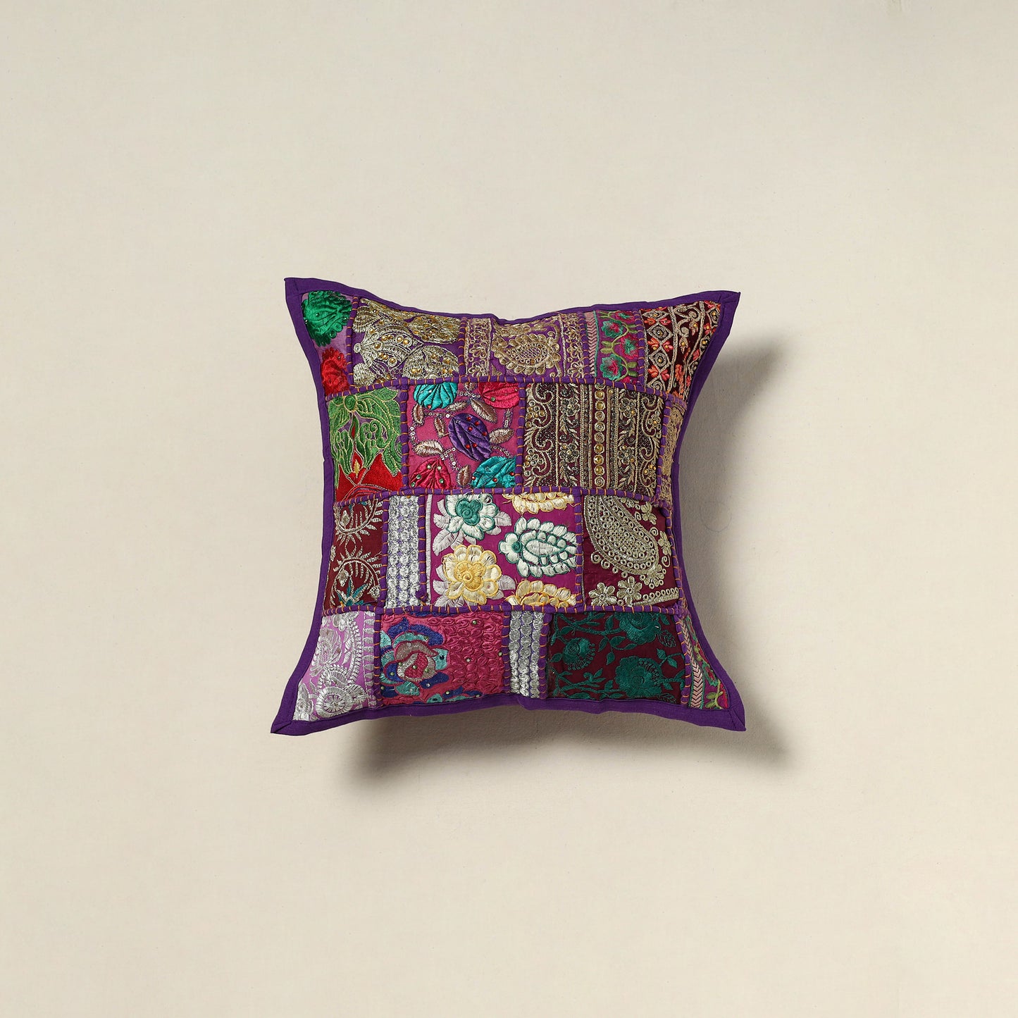 Khambadiya Patchwork Hand Embroidered Cushion Cover 12