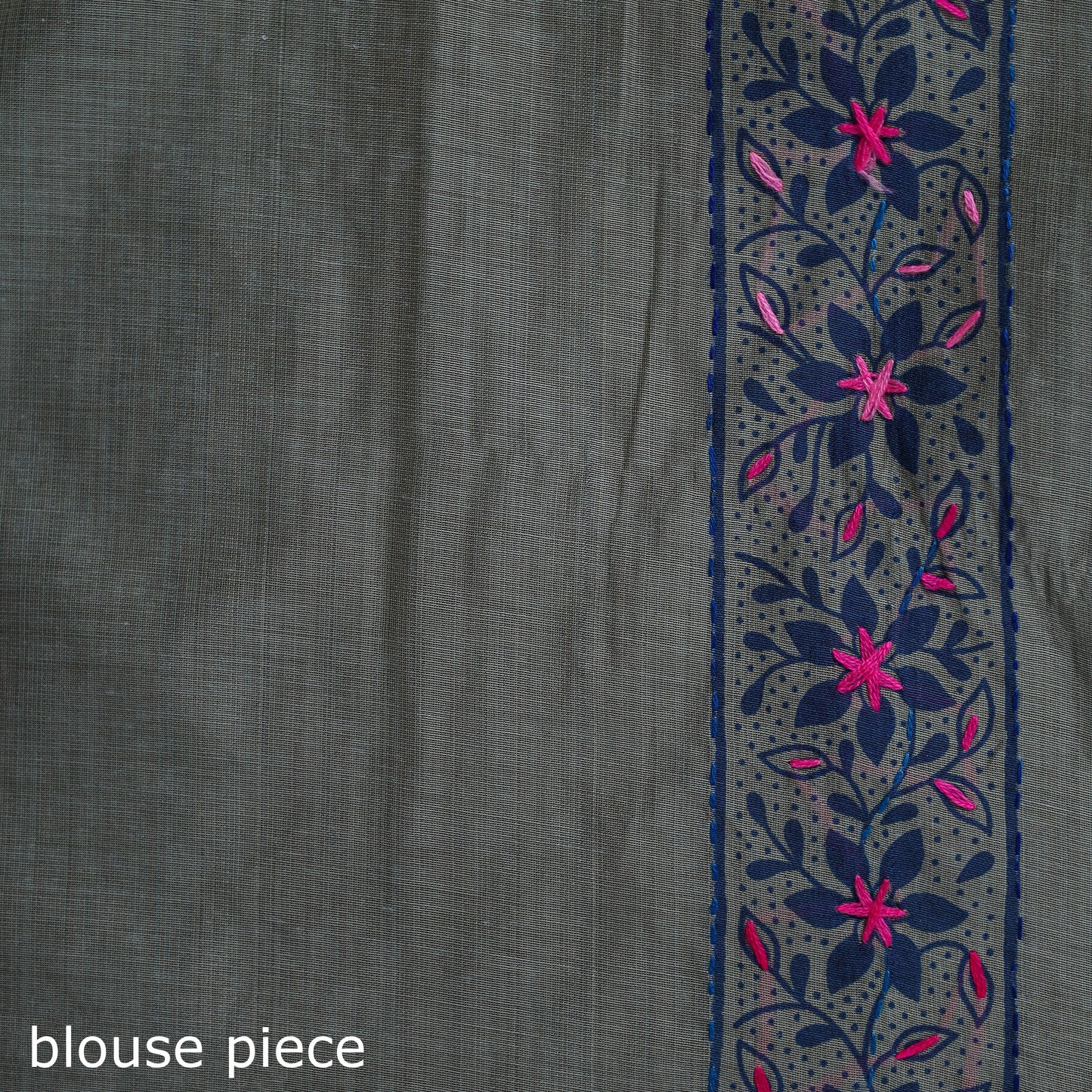 Gray - Bengal Kantha Hand Embroidery Silk Cotton Chapa Work Saree 75