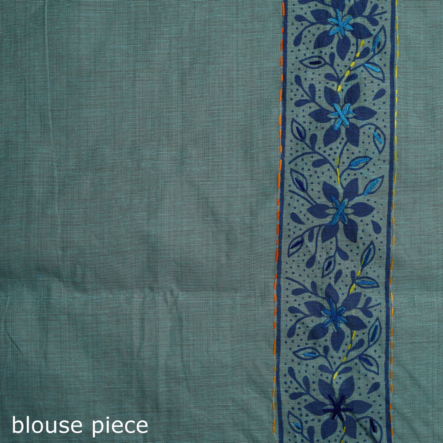 Blue - Bengal Kantha Hand Embroidery Silk Cotton Chapa Work Saree 77