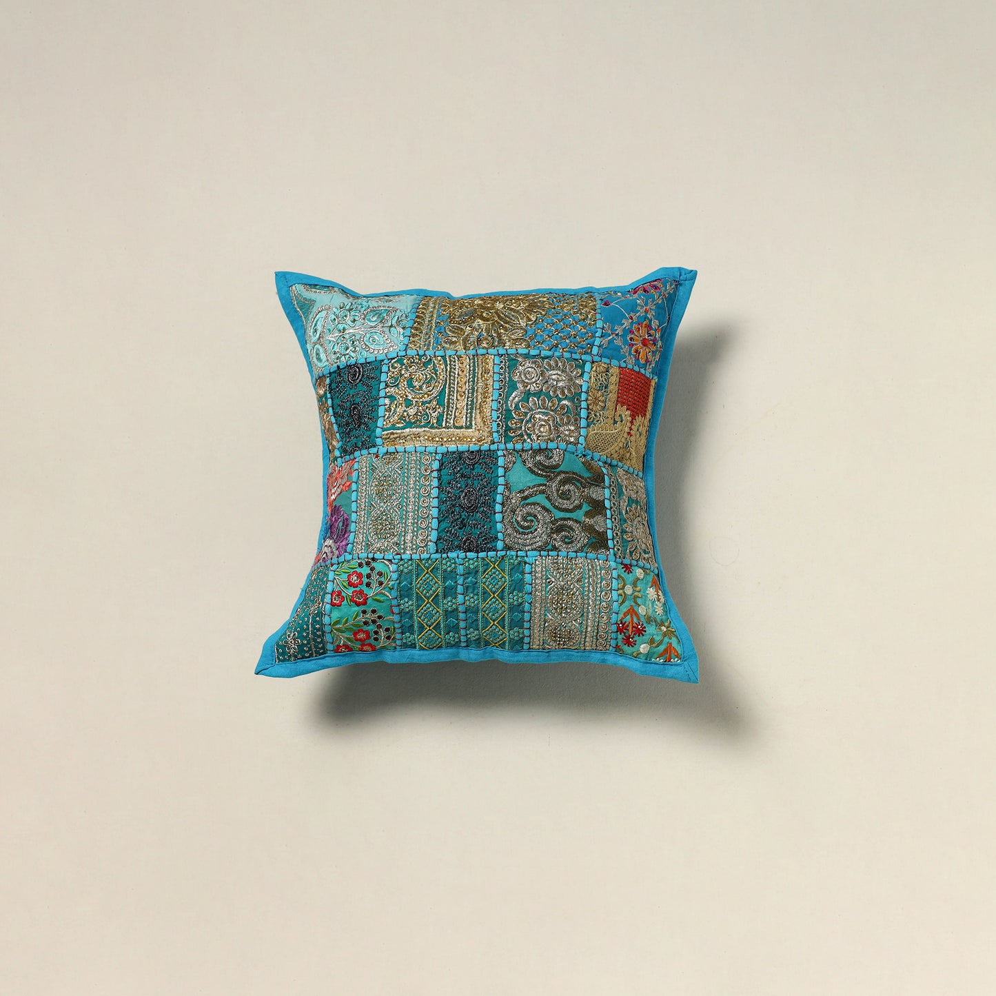 Khambadiya Patchwork Hand Embroidered Cushion Cover 16