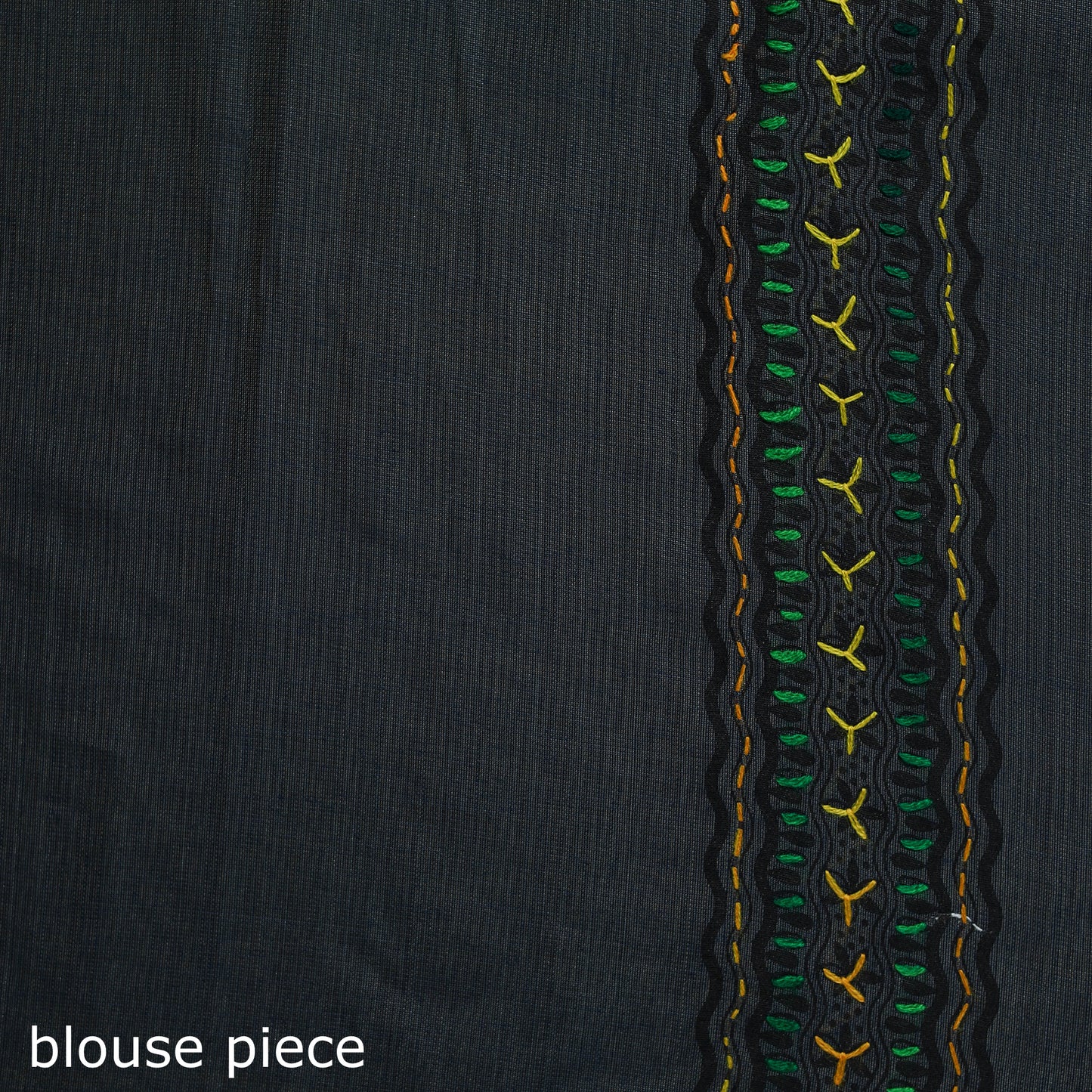 Black - Bengal Kantha Hand Embroidery Silk Cotton Chapa Work Saree 78
