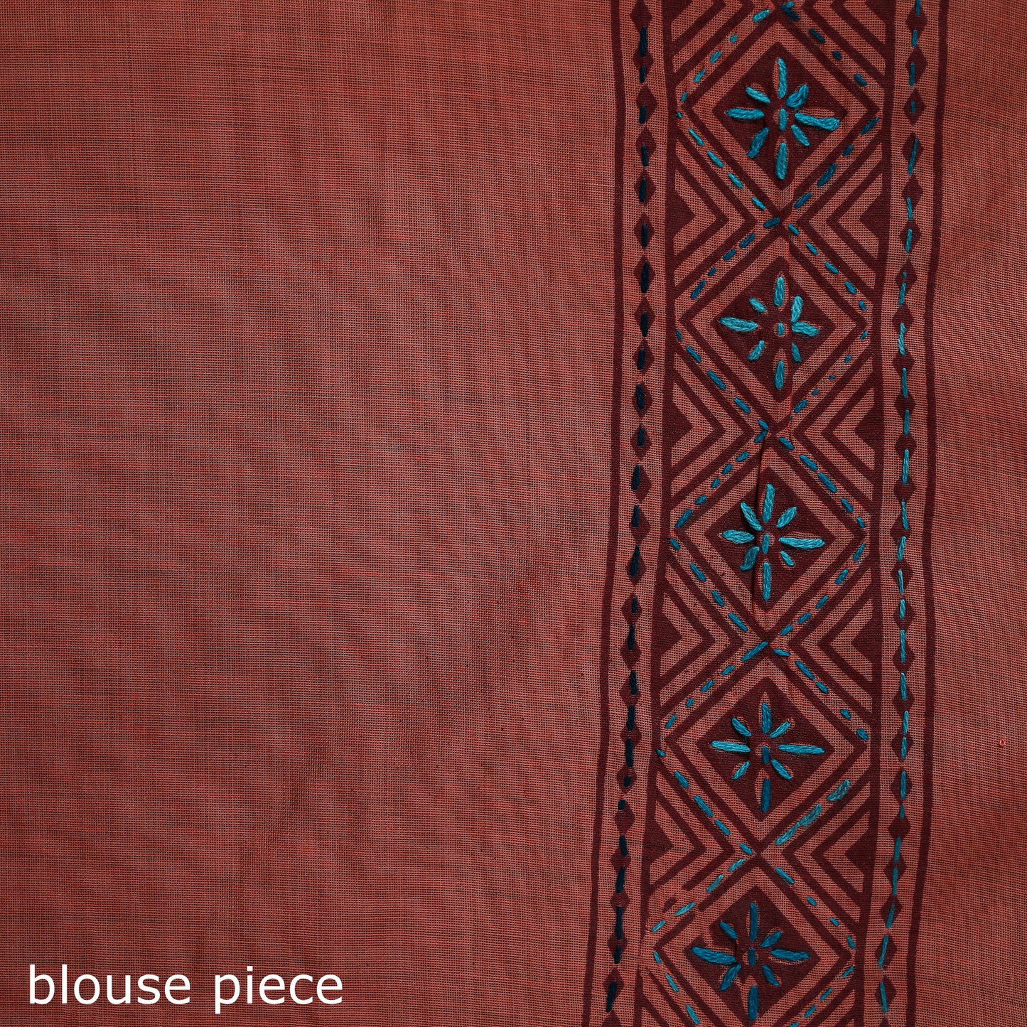 Peach - Bengal Kantha Hand Embroidery Silk Cotton Chapa Work Saree 79