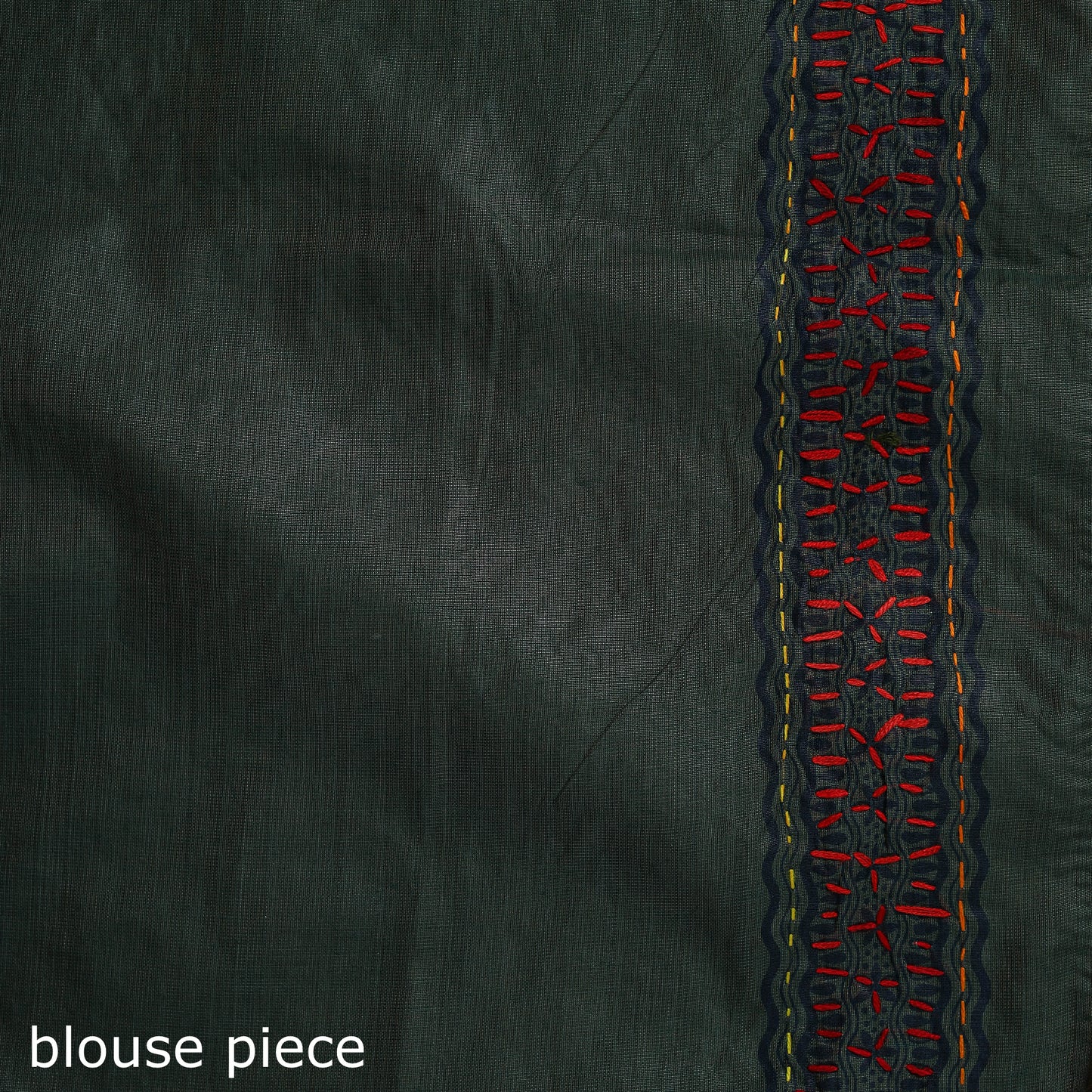 Green - Bengal Kantha Hand Embroidery Silk Cotton Chapa Work Saree 82