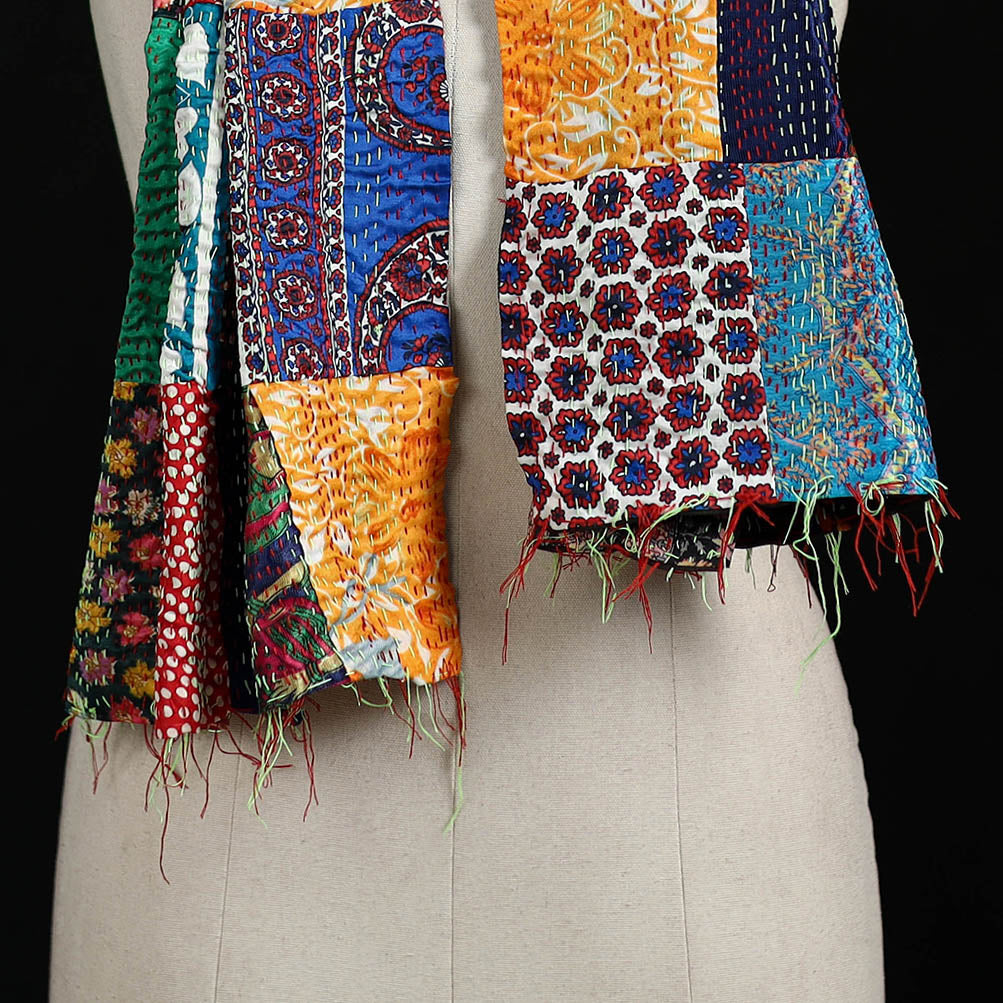 Bengal Kantha Handwork Patchwork Reversible Silk Stole 165