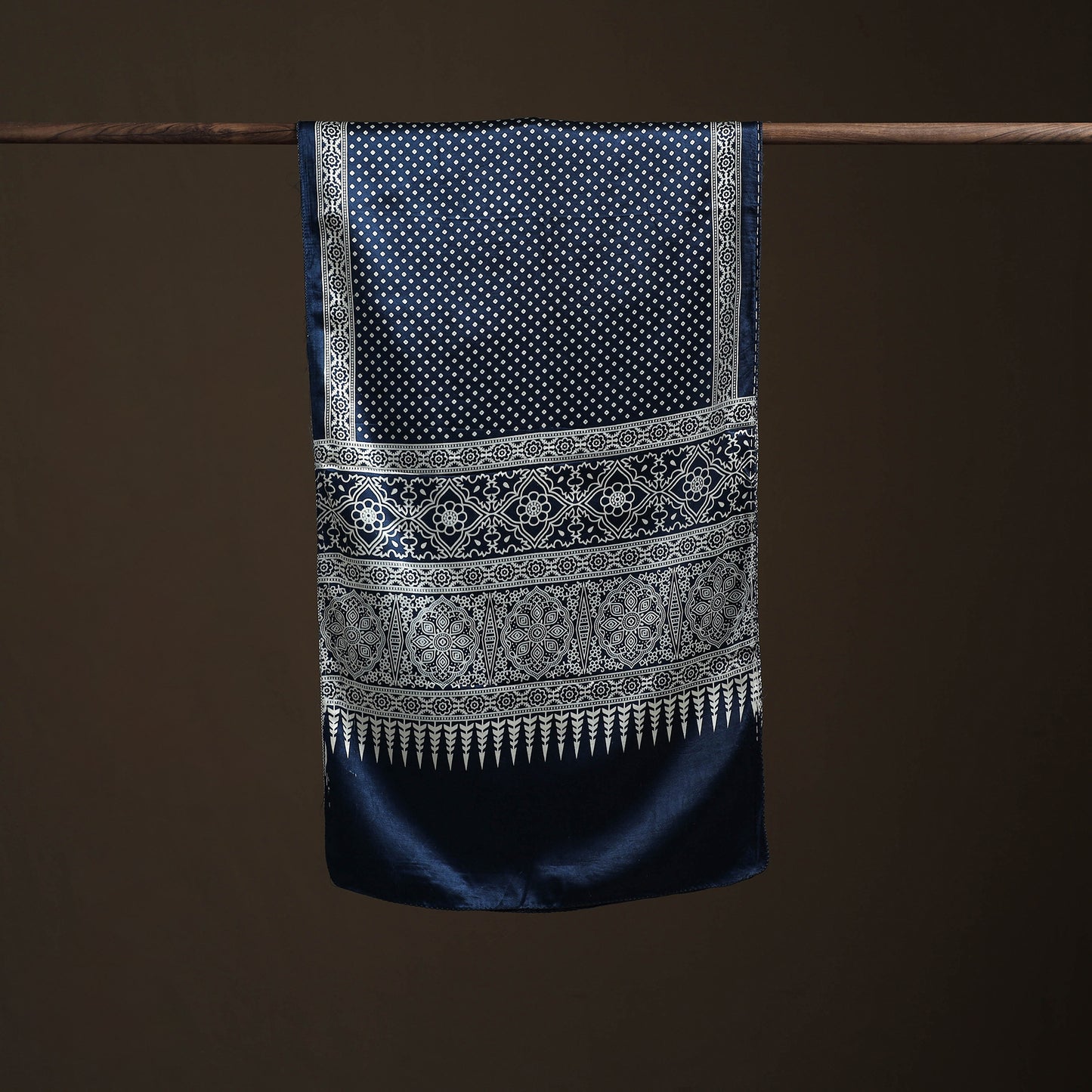 Mashru Silk Printed Ajrakh Stole 35
