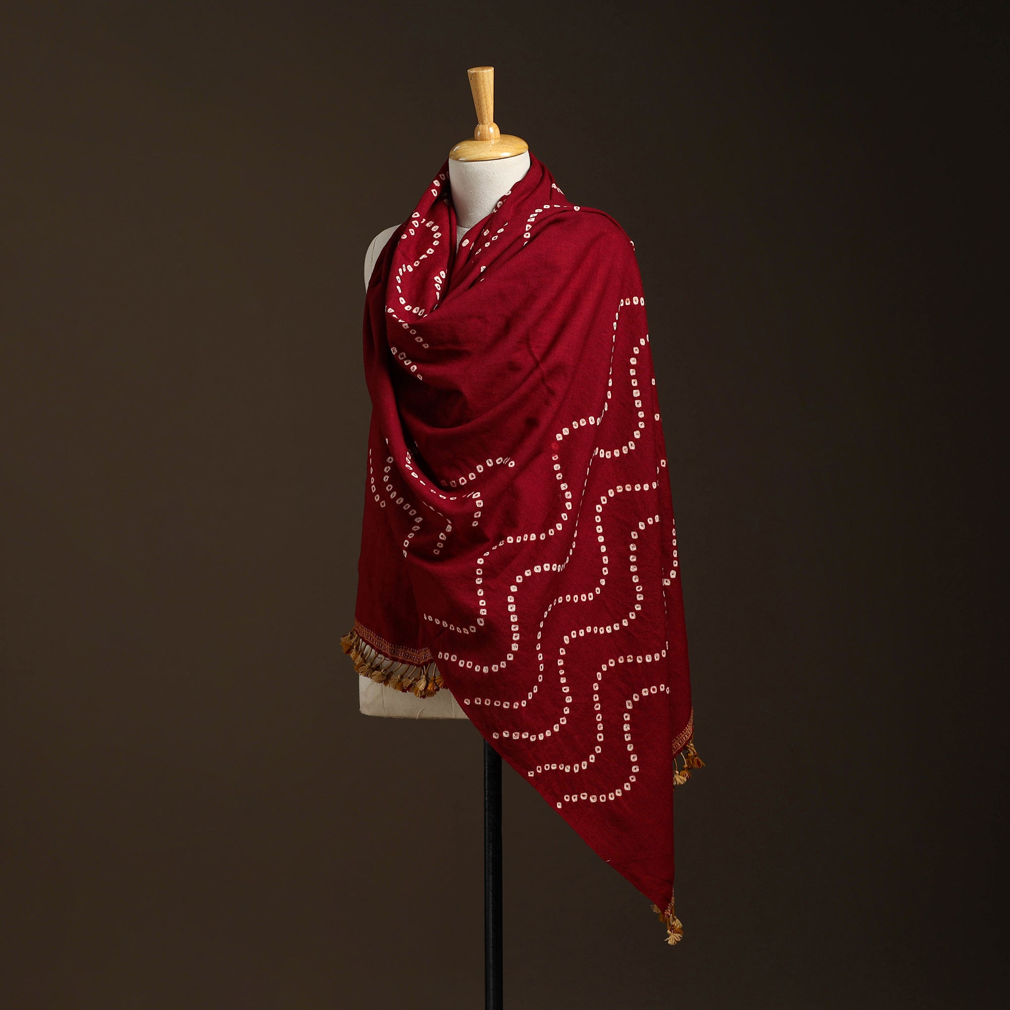 Maroon - Kutch Bhujodi Handwoven Merino Wool Shawl 159