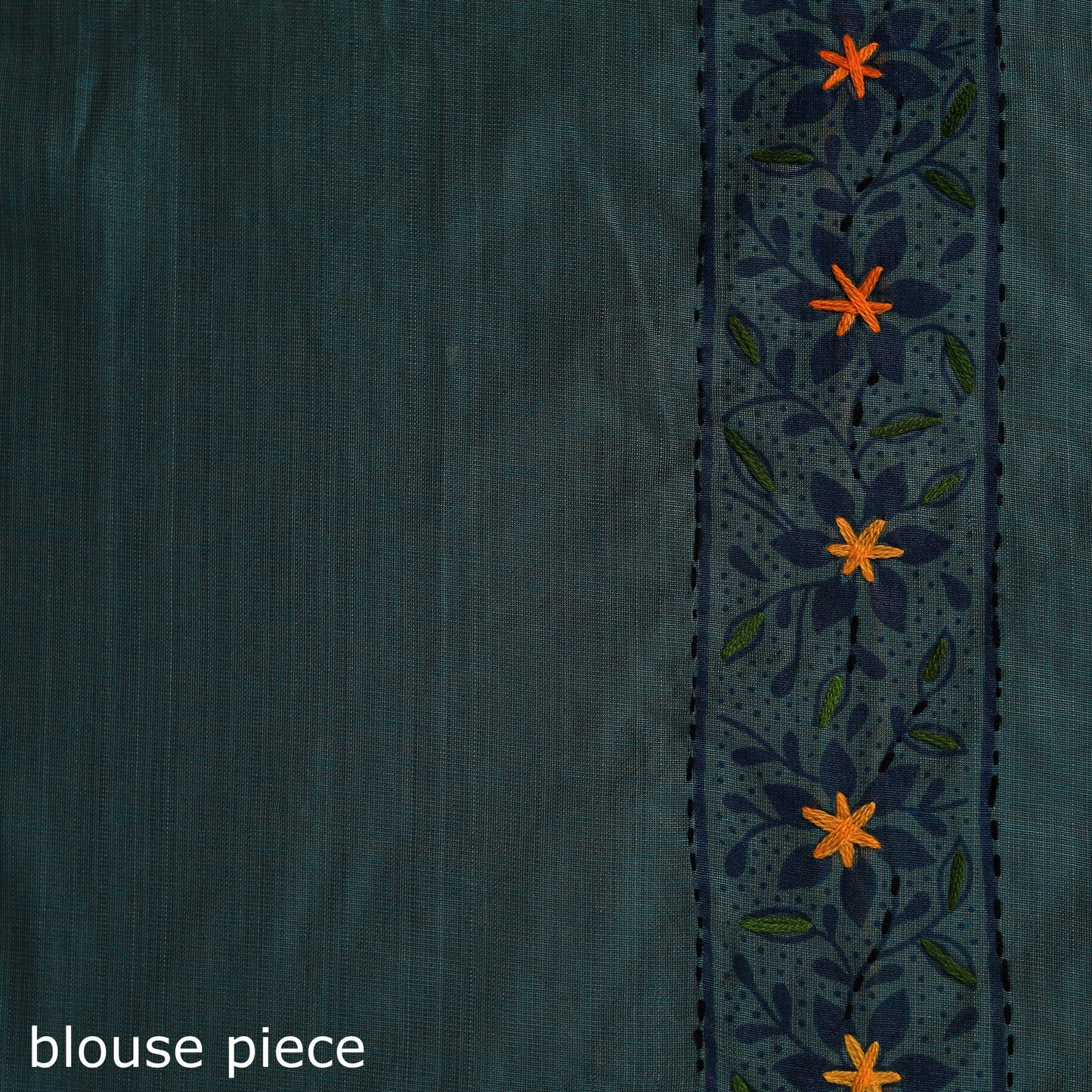 Blue - Bengal Kantha Hand Embroidery Silk Cotton Chapa Work Saree 88