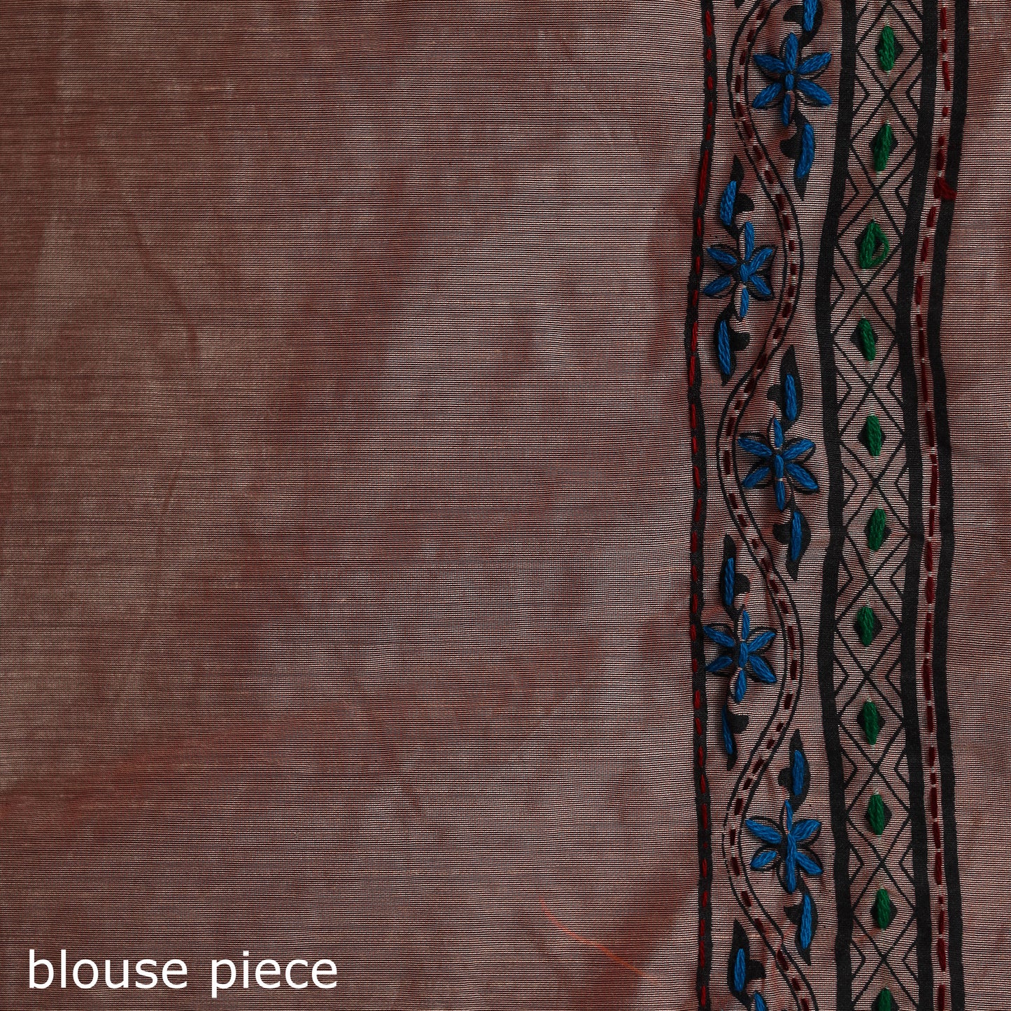Peach - Bengal Kantha Hand Embroidery Silk Cotton Chapa Work Saree 94