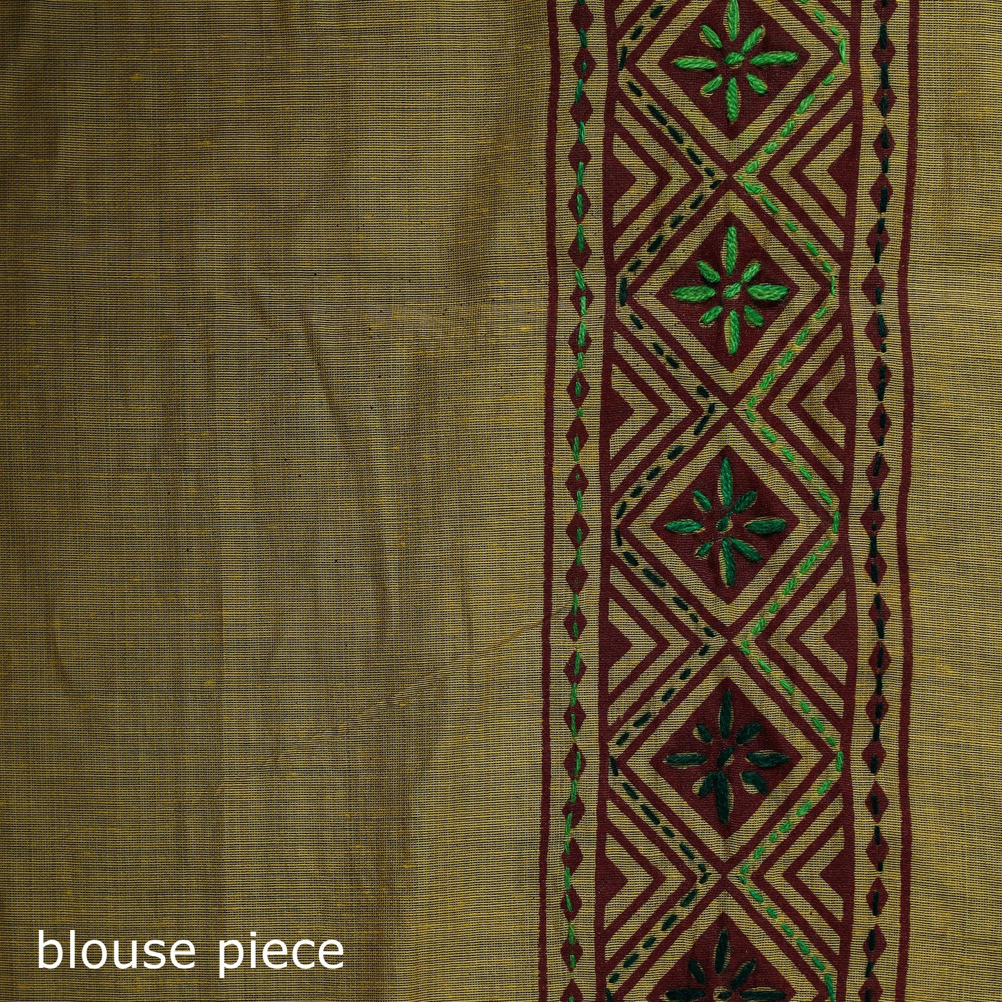 Yellow - Bengal Kantha Hand Embroidery Silk Cotton Chapa Work Saree 105