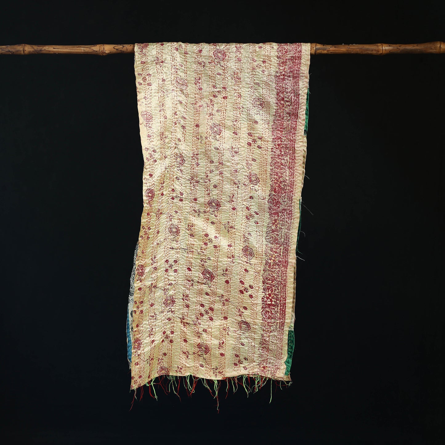 Bengal Kantha Handwork Patchwork Reversible Silk Stole 269